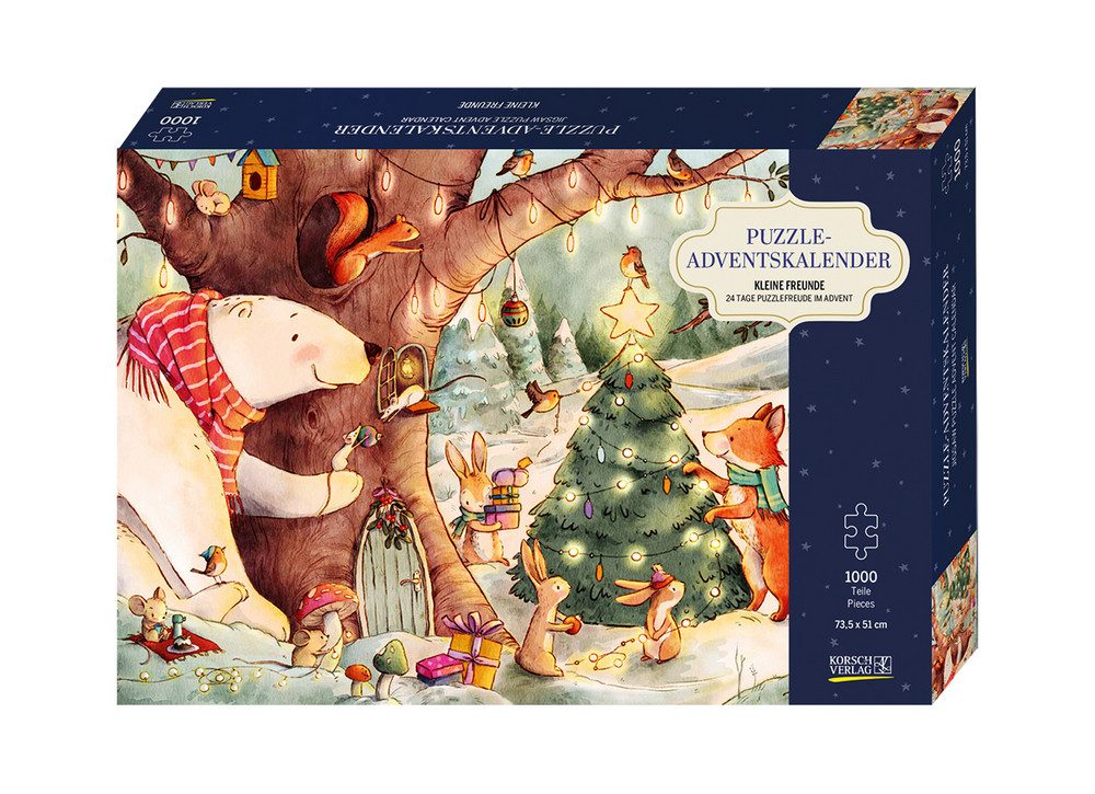 Korsch Verlag Adventskalender Korsch Puzzle-Adventskalender »Kleine Freunde« (1000-tlg), 23 kleine Schachteln mit je 40 Teilen, 1 Schachtel mit 80 Teilen
