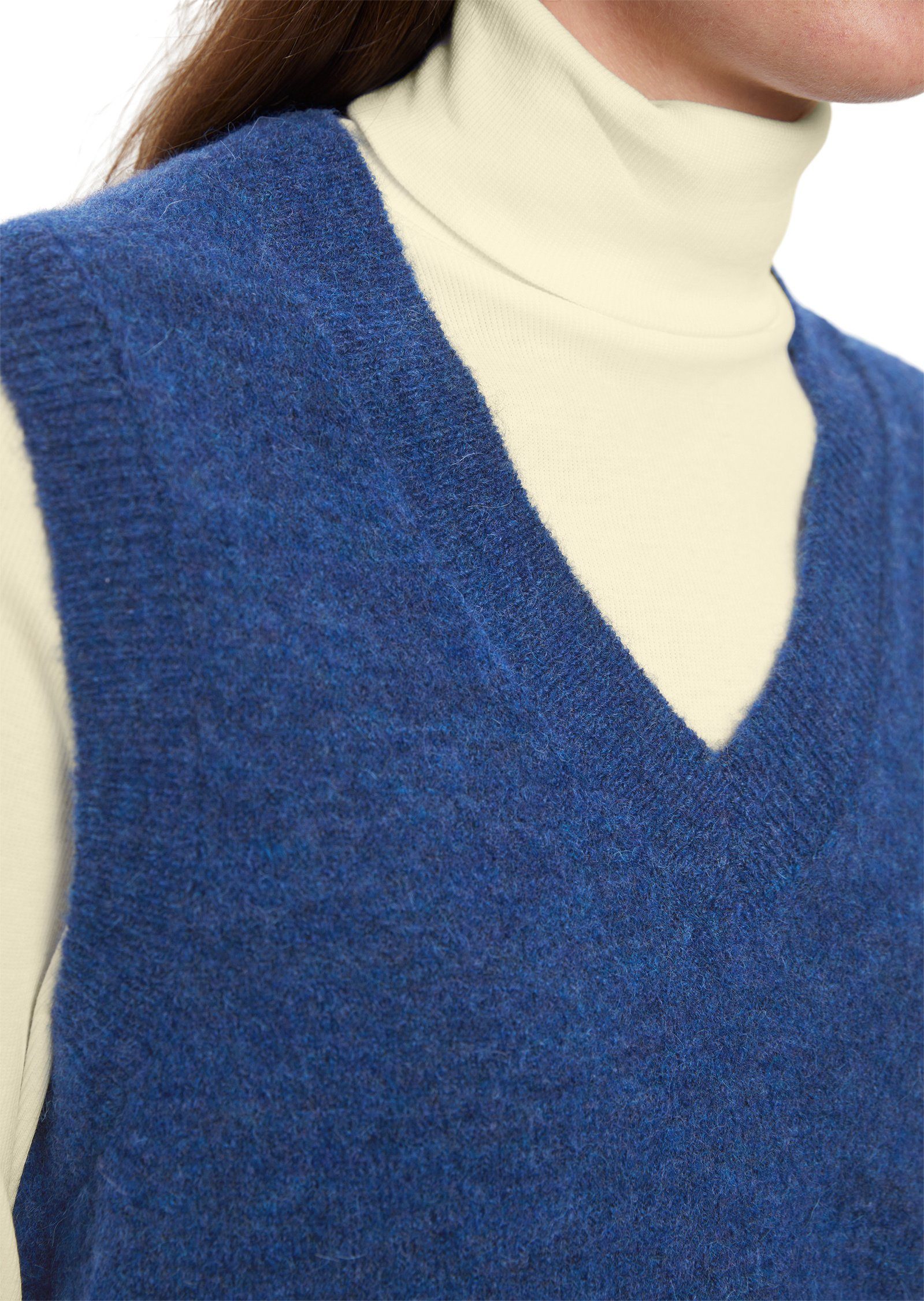 mit DENIM Baby-Alpakawolle Marc V-Ausschnitt-Pullover O'Polo blau
