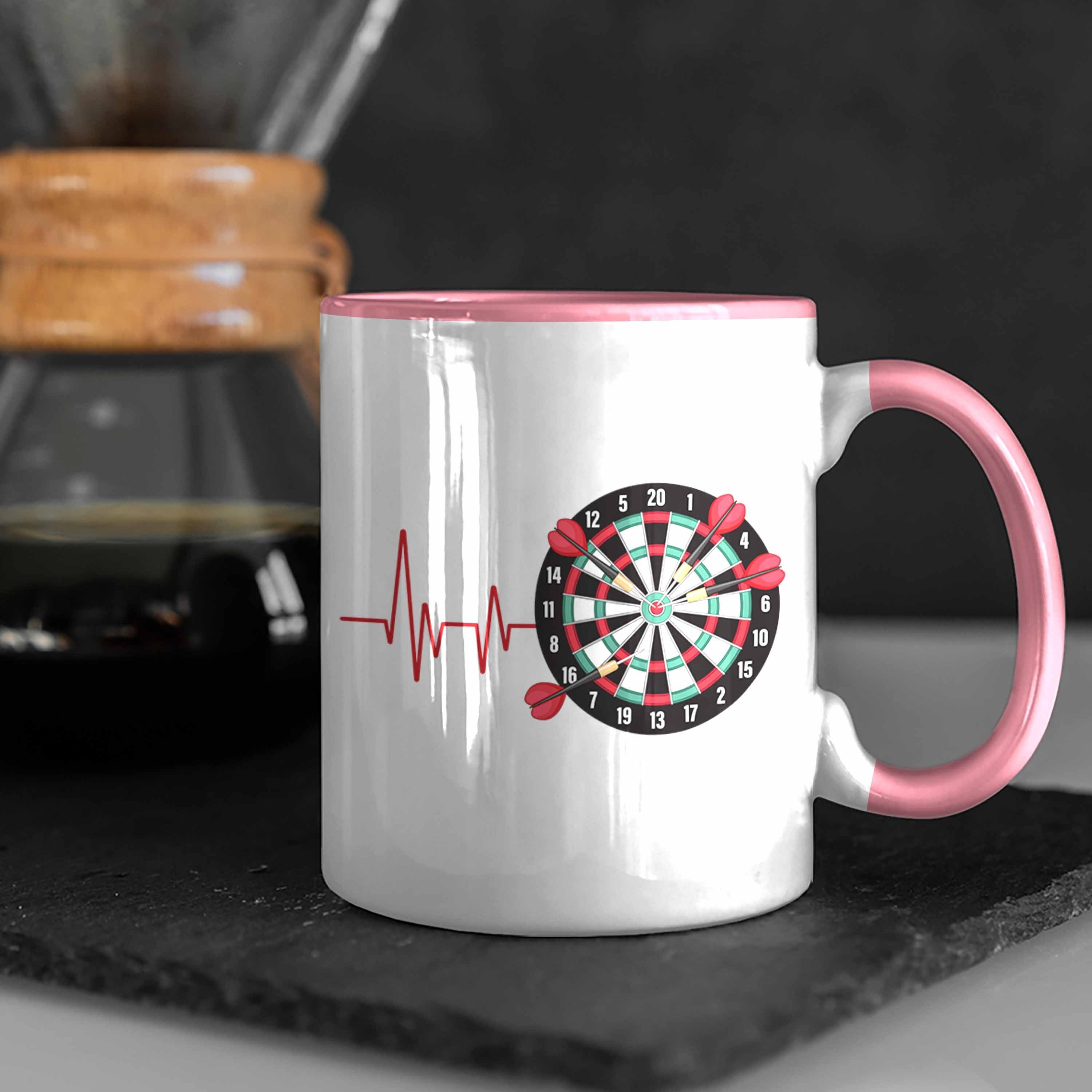 Ge Herzschlag Tasse - Geschenk Darts Trendation Hobby Spieler Rosa Dart Trendation für Tasse