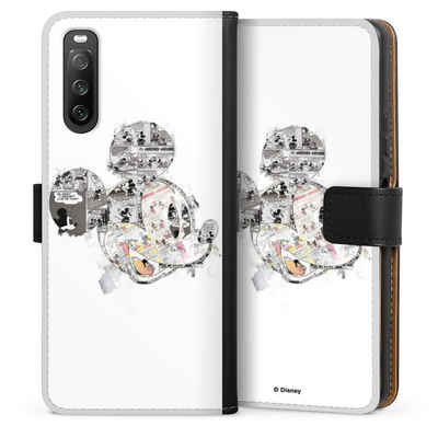 DeinDesign Handyhülle Mickey Mouse Offizielles Lizenzprodukt Disney Mickey Mouse - Collage, Sony Xperia 10 IV Hülle Handy Flip Case Wallet Cover Handytasche Leder