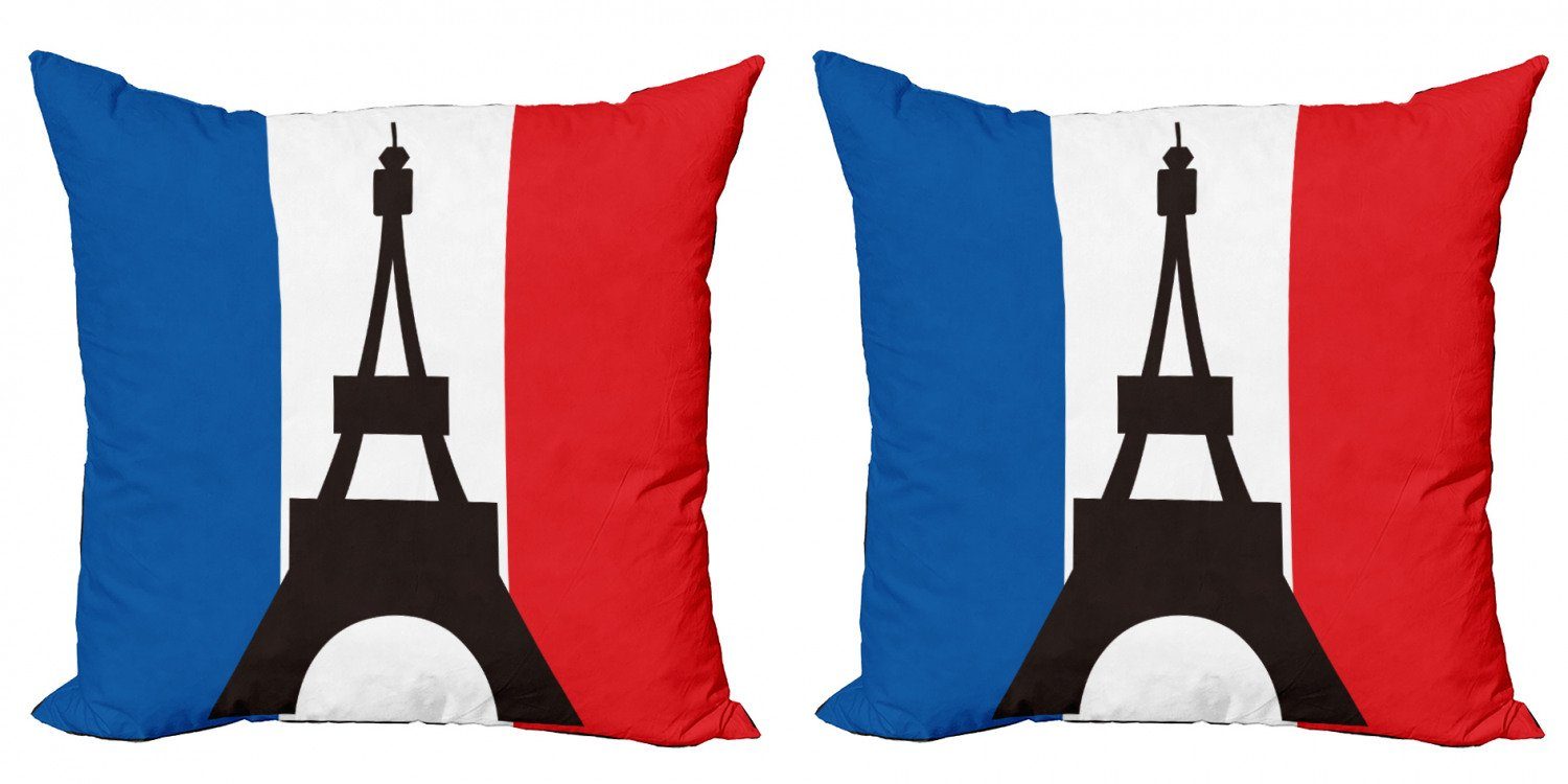 Kissenbezüge Modern Accent Doppelseitiger Digitaldruck, Abakuhaus (2 Stück), Eiffelturm Geometrisches Französisch Flagge