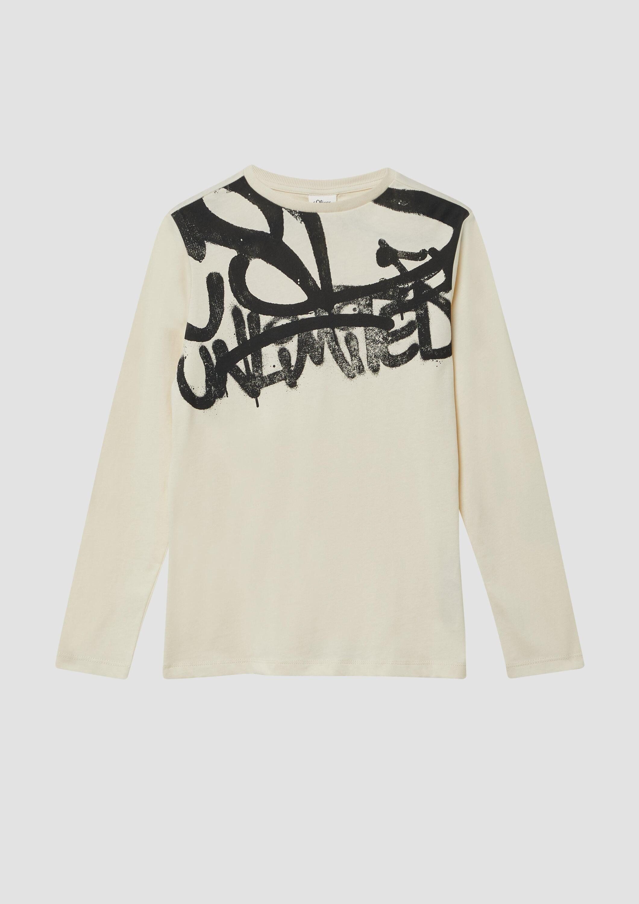 s.Oliver Langarmshirt T-Shirt Longsleeve mit Graffiti-Print