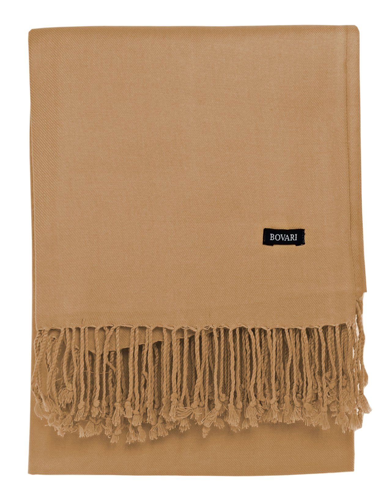Premium Seide - XL glänzend Viskose cm Kaschmir 100% Damen-Schal aus weich Bovari wie - wie 200x70 -, Schal camel Pashmina