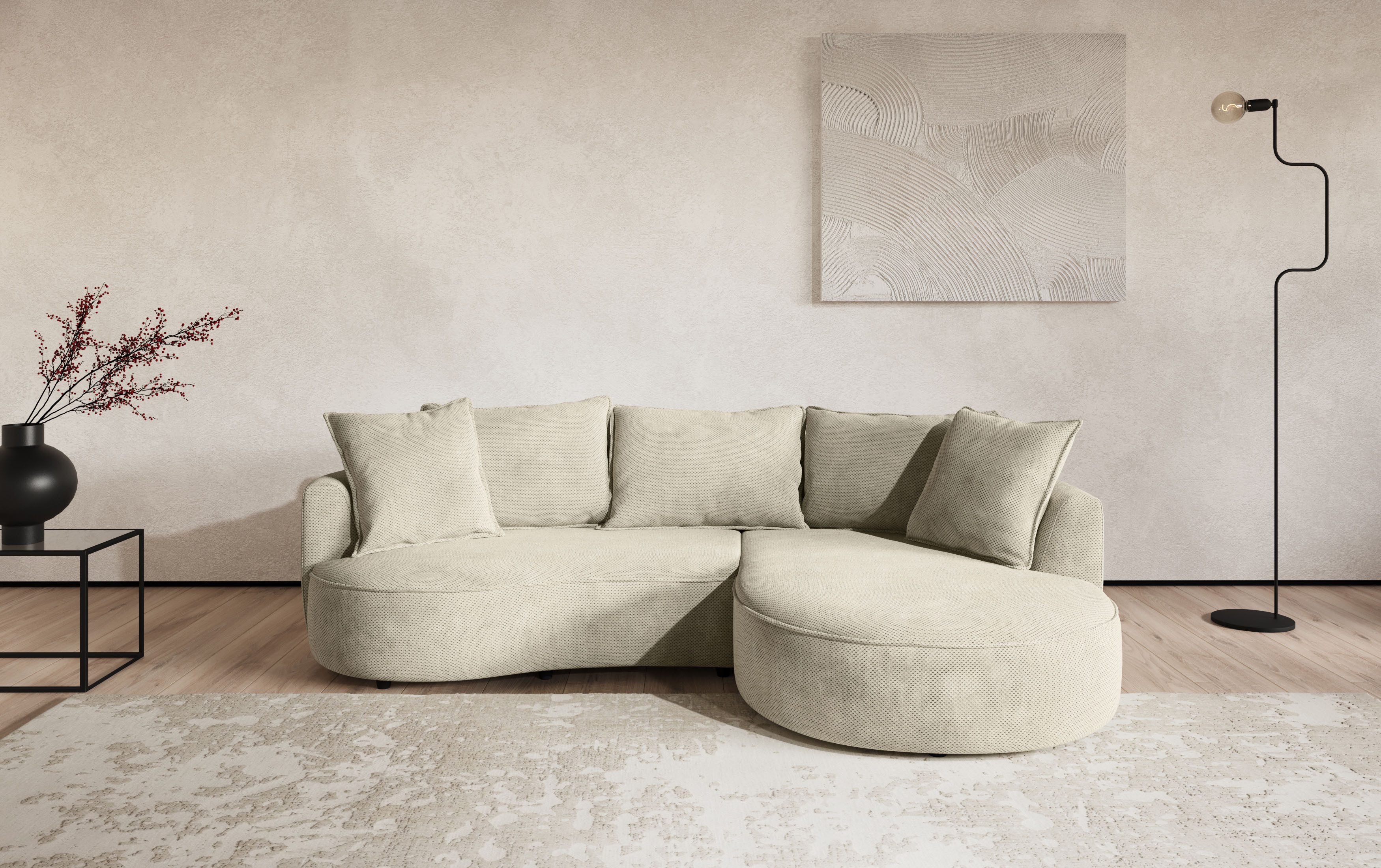 OTTO home Ecksofa Sana L-Form, B: 260 cm, organische Form, Otto.Verlässliche Qualität, Loungesofa mit Wellenunterfederung