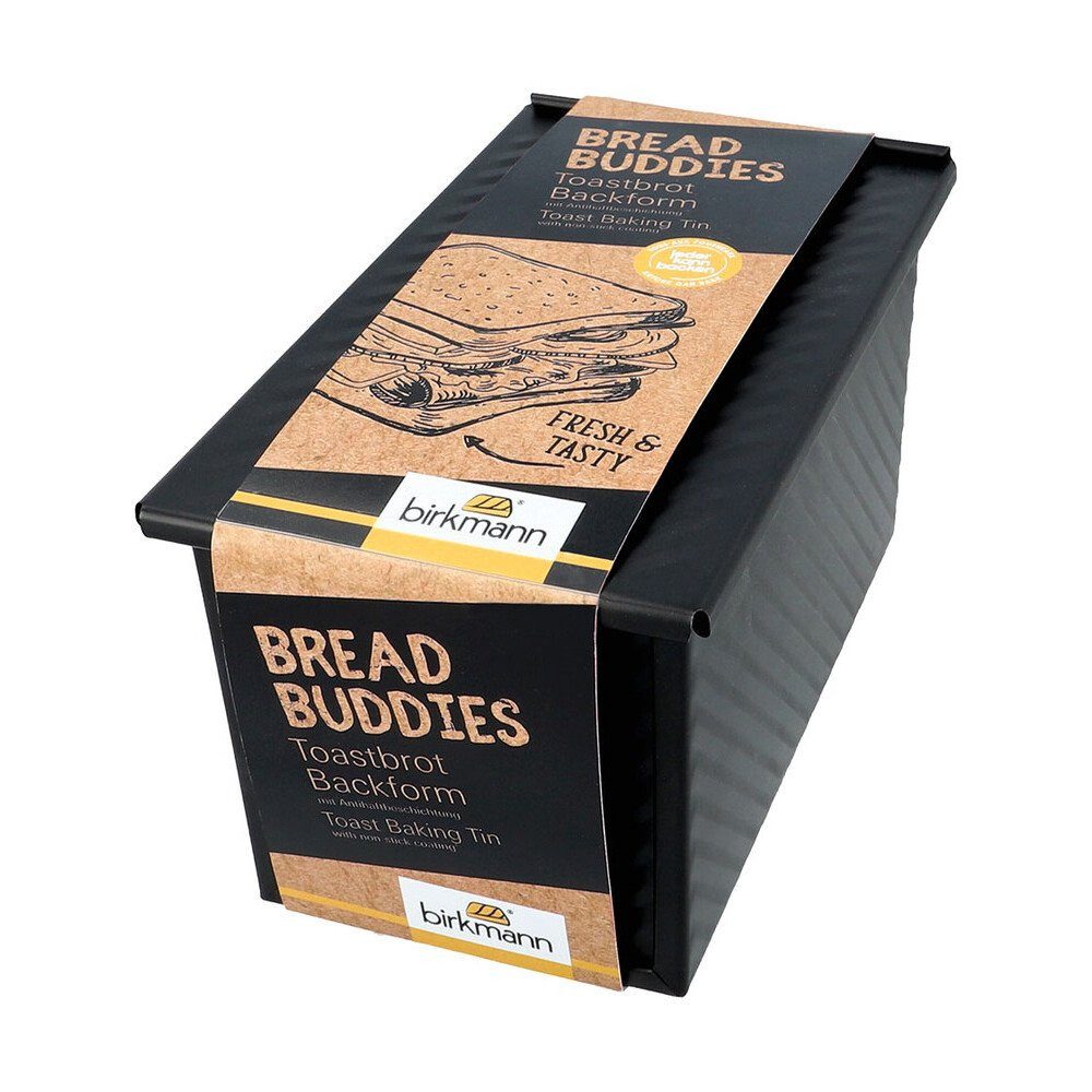 RBV Birkmann Brotbackform Toastbrot Backform 21cm mit Deckel schwarz Bread Buddies