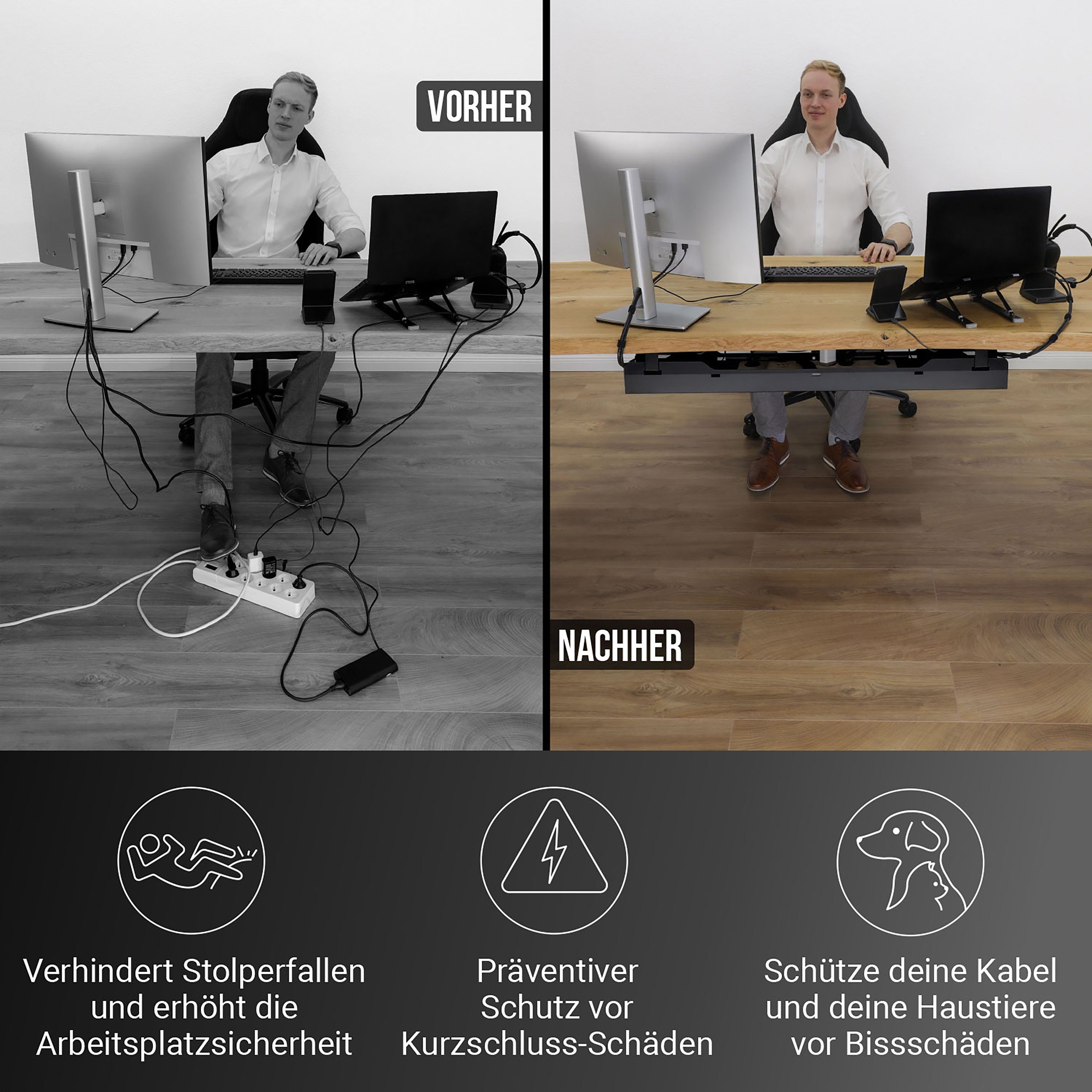 Ultimate Setup Kabelführung Kabelwanne Schreibtisch für bestes Kabelmanagement, Klappbar – Bild 4 von 5