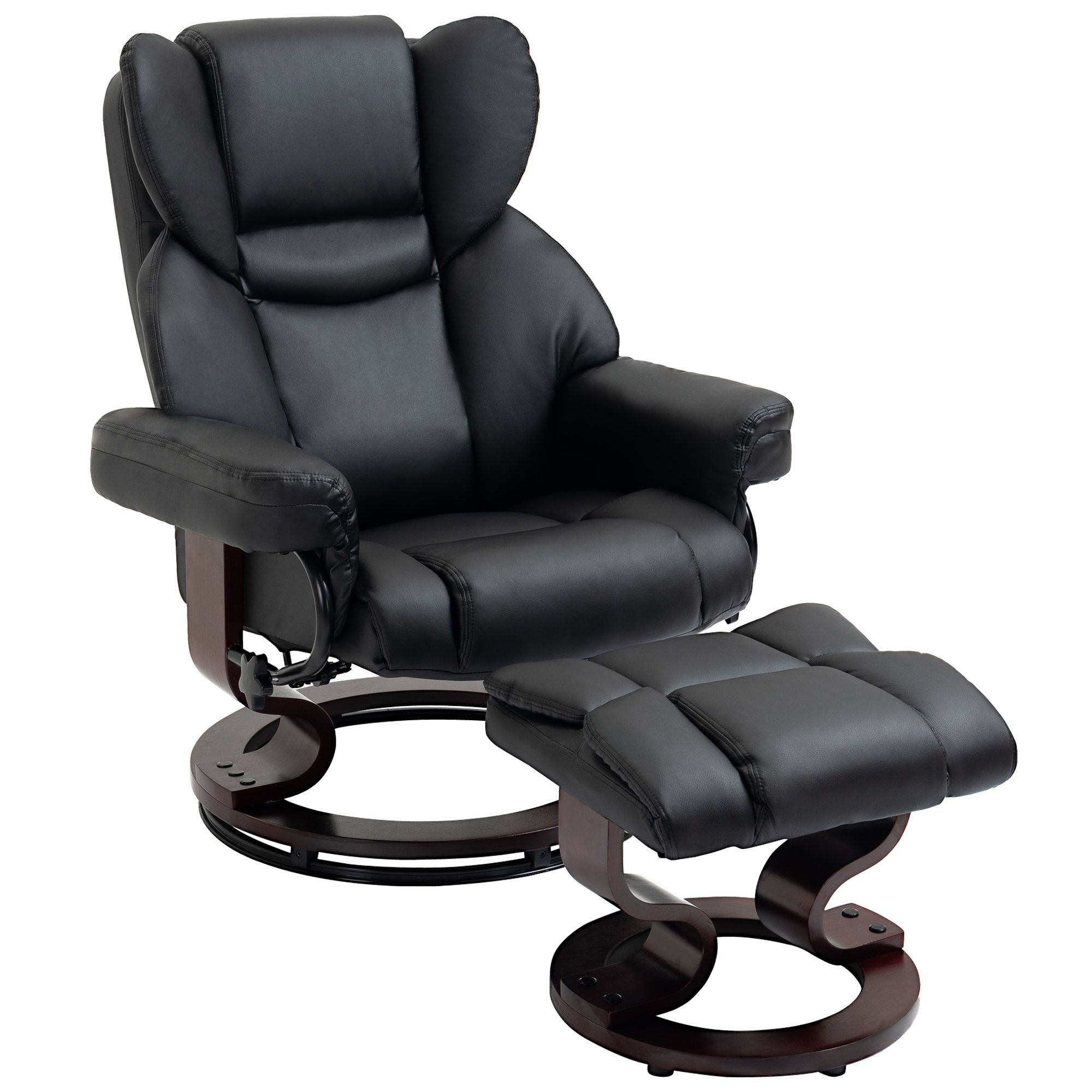 HOMCOM Relaxsessel mit Hocker (TV-Sessel, 2-St., Relaxsessel), bis 160 kg belastbar Schwarz