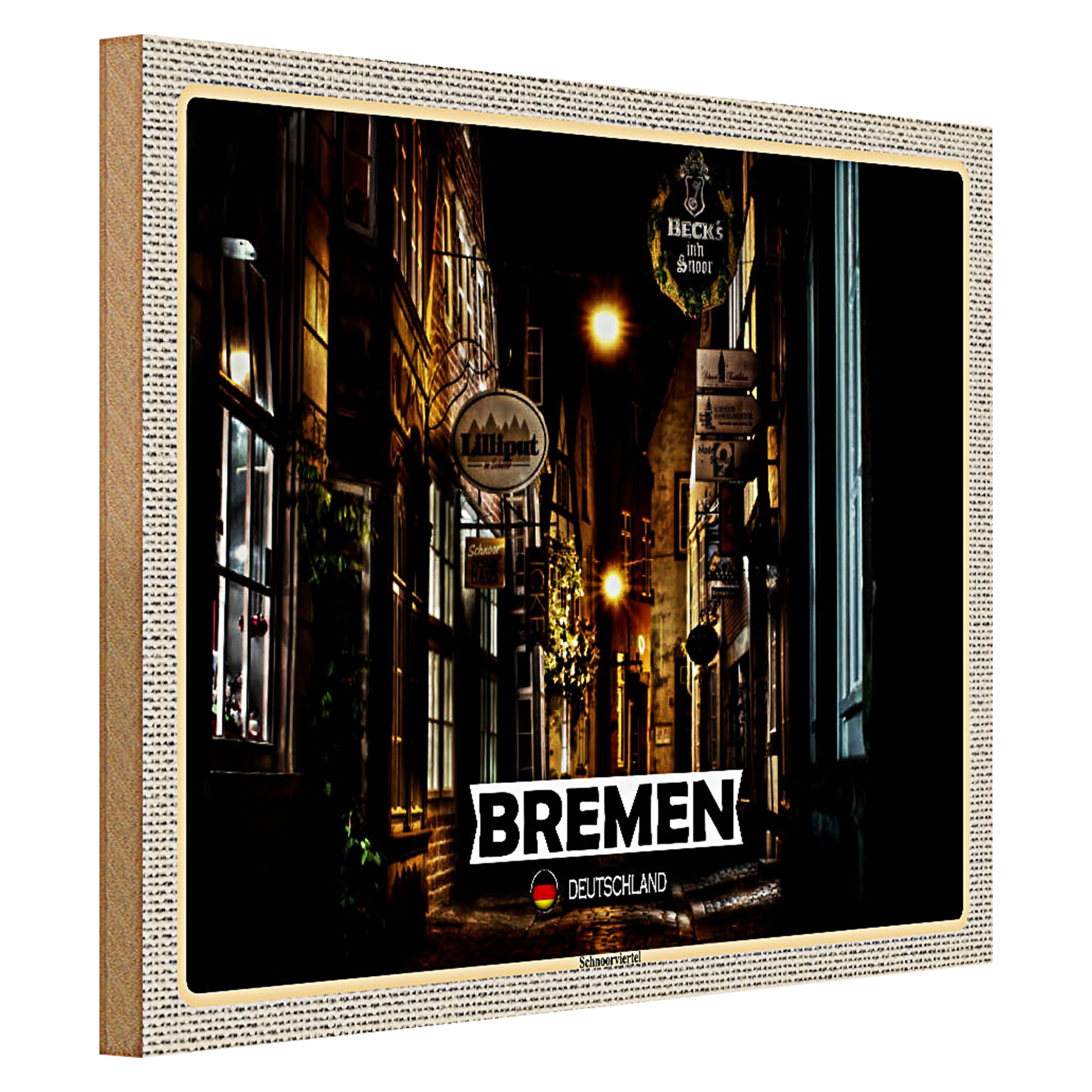 Roomando Holzbild Städte Bremen Deutschland Schnoorviertel 40x30cm
