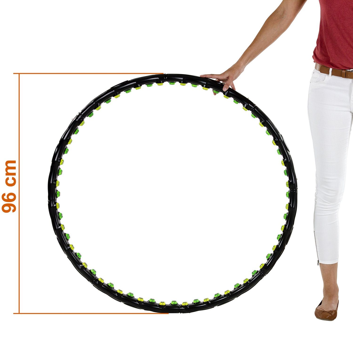 MOVIT Hula-Hoop-Reifen Movit® mit Massagenoppen, Schwarz 0,9/1,3/1,7 Reifen Hula Hip, Varianten: Magnete, mit 3 kg Hoop