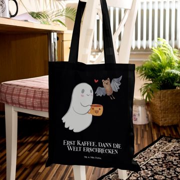 Mr. & Mrs. Panda Tragetasche Gespenst Kaffee - Schwarz - Geschenk, Halloween, Jutebeutel, Schenken (1-tlg), Lange Tragegriffe