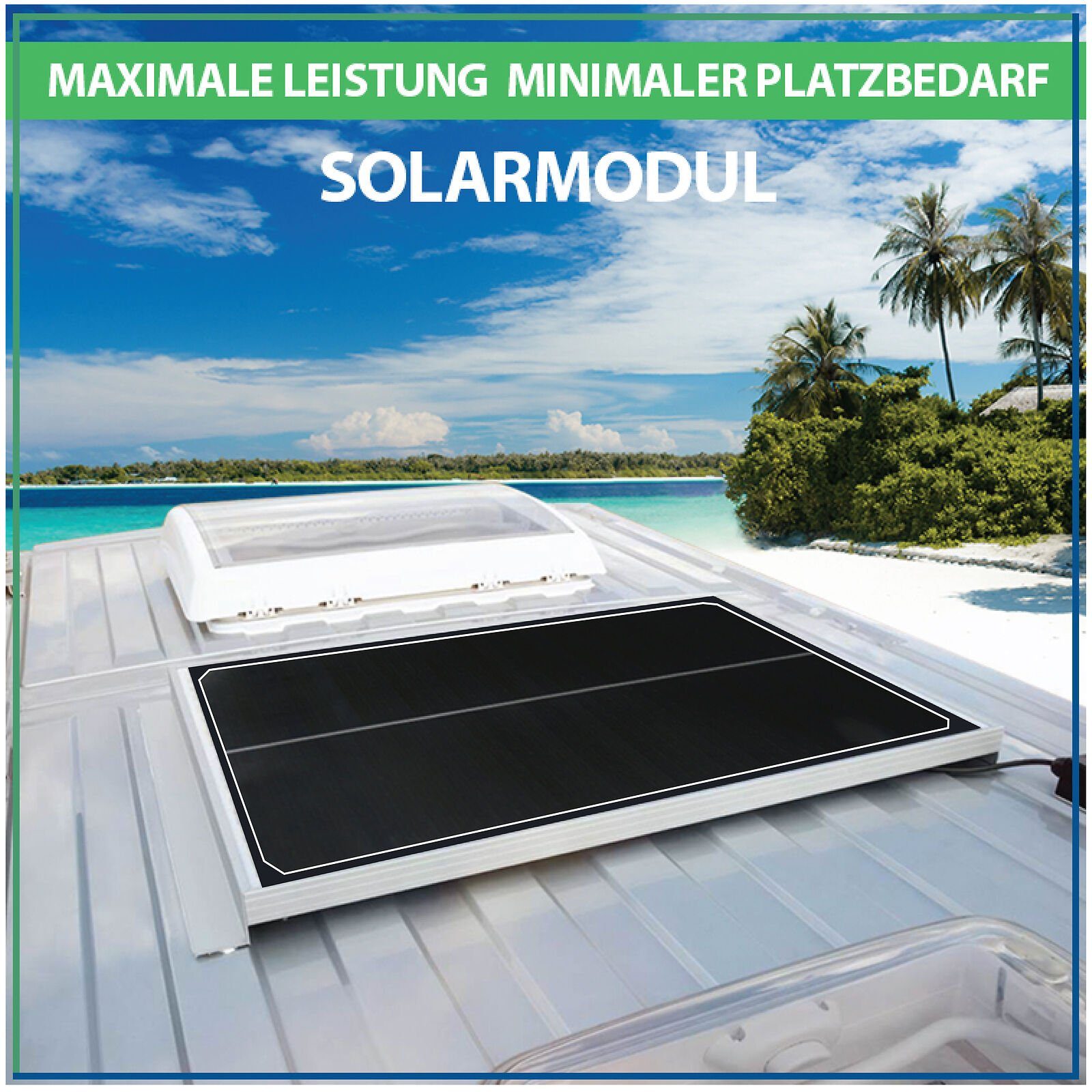 Schwarz Wohnwagen Camper, Solarpanel Monokristallines 12V, Photovoltaik Wohnmobile Rahmen-46 Solarmodul Solaranlage Solarmodul & 5x100W für Campergold cm