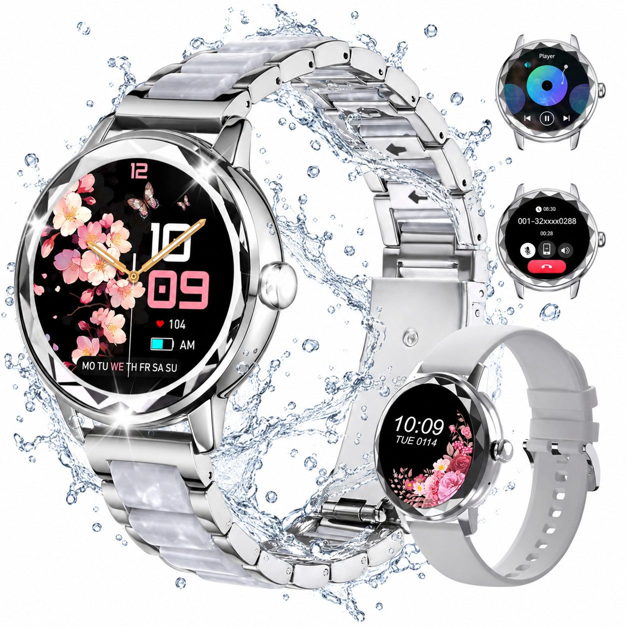Vornix 2026 Neues Smartwatch Damen, Fitness Uhr mit Anruffunktion Smartwatch Smartwatch (Fitnessuhr mit Telefonfunktion/WhatsApp Notiz,Smartwatch Fitness Tracker Uhr IP68 Wasserdicht,1.2" HD Voll Touchscreen Fitnessuhr Tracker mit Blutsauerstoff/Pulsmesse