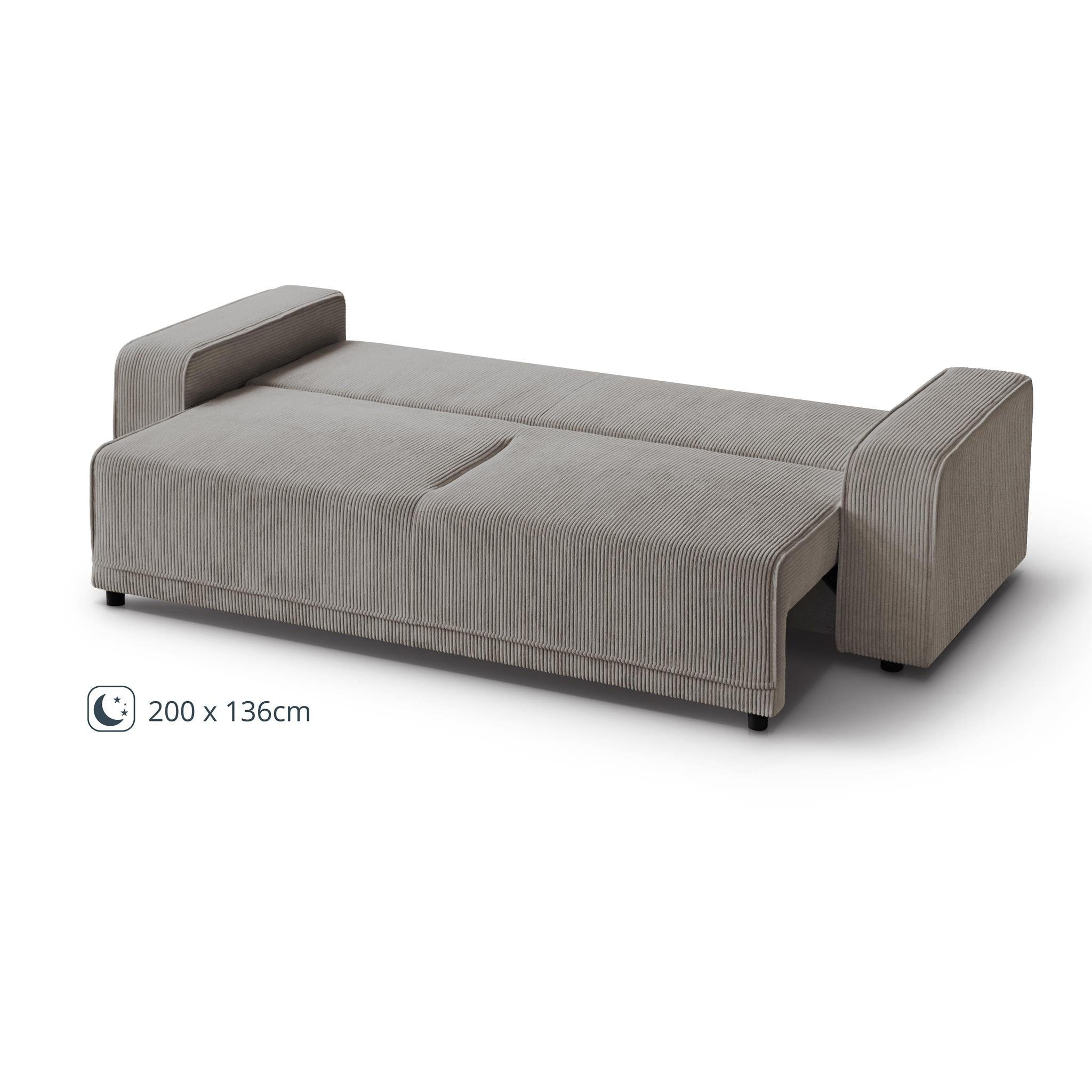 Beautysofa Schlaffunktion, modernes Sofa, 02) Cappucino Bettkasten, Armlehnen Design (poso Schlafsofa PRIMO, Wellenfedern, breite