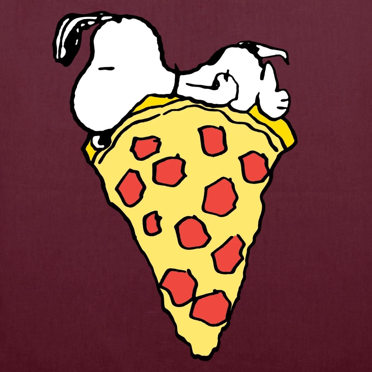 Spreadshirt Henkeltasche Peanuts Snoopy Mit Großem Pizzastück Stoffbeutel (1-tlg)