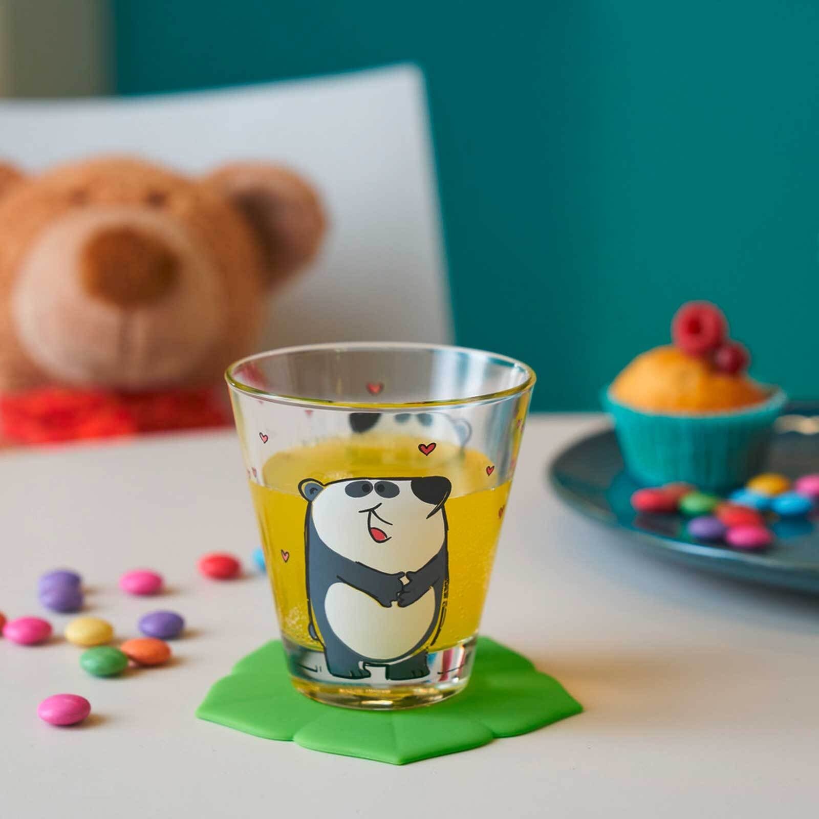 Glas Bambini Trinkglas Set, und Kindertasse Panda Kinderbecher LEONARDO 2er