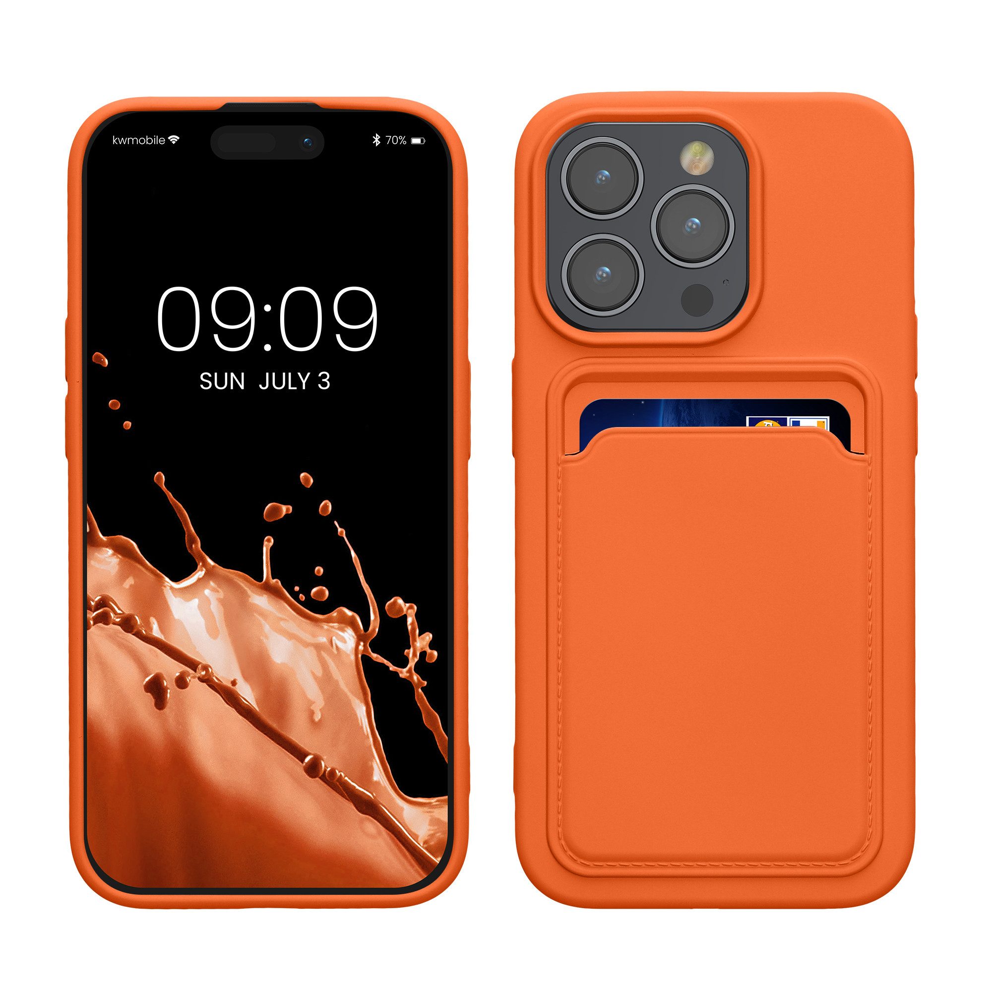 kwmobile Handyhülle Hülle für Apple iPhone 15 Pro, Handyhülle mit Fach für Karten - Handy Cover Case