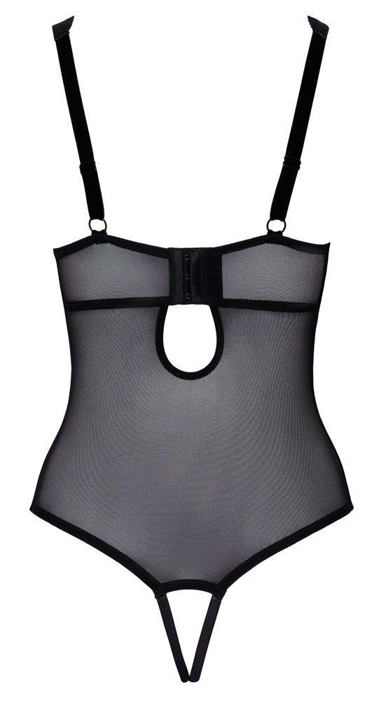 Cottelli Collection Body Transparenter Spitzen-Body - schwarz (1-tlg) Schöner tiefer Ausschnitt