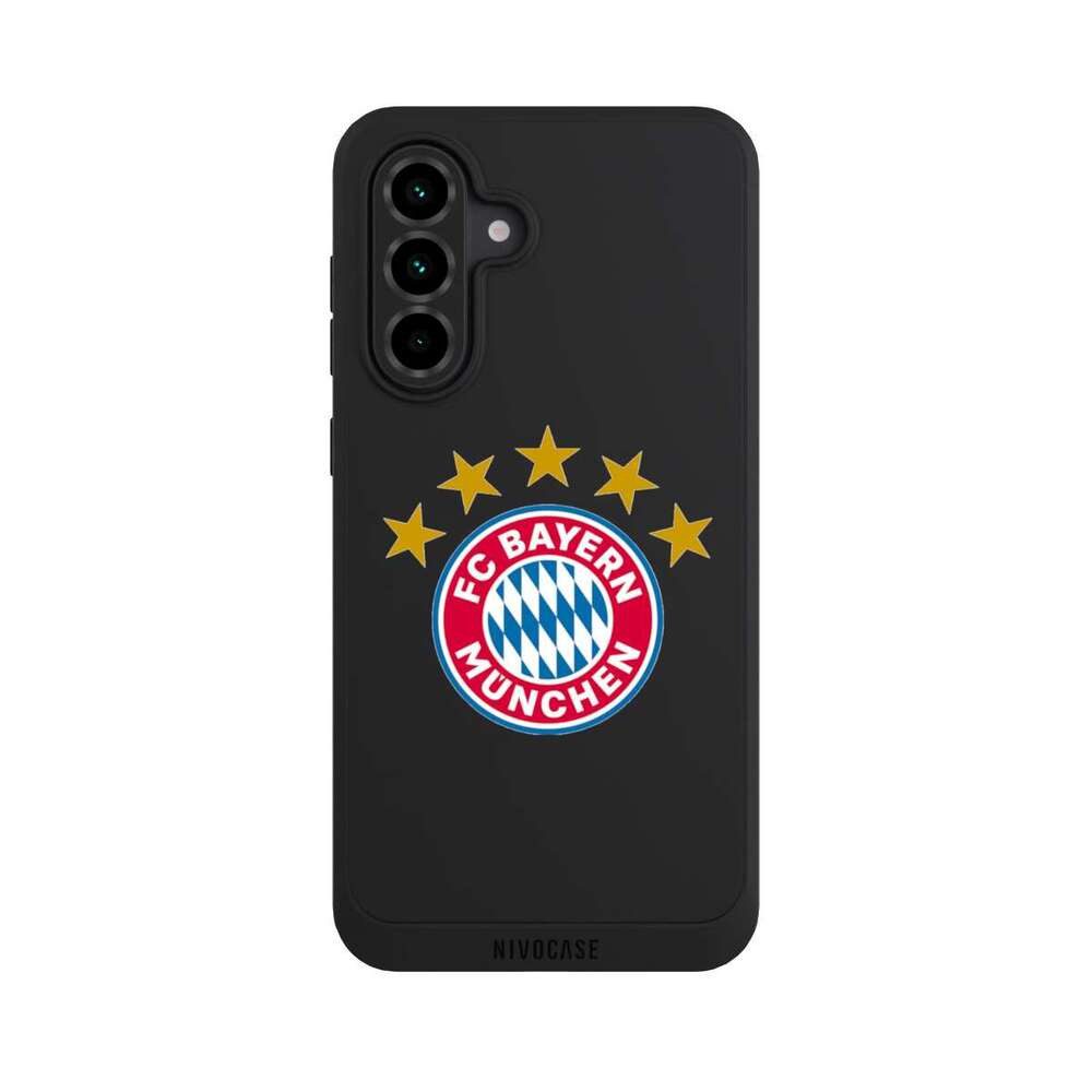 NIVOCASE Handyhülle FC Bayern München FCB Sterne FCB Logo mit Sterne - ohne Hintergrund, Samsung Galaxy A36 5G Handyhülle Hülle NIVOpure Case Schwarz