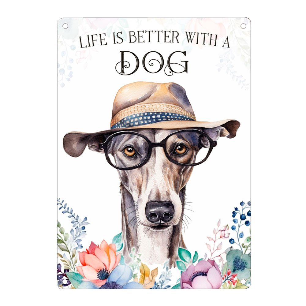 Metallschild Hundeschild GALGO ESPAÑOL - Dekoschild mit Hunderasse, Geschenk