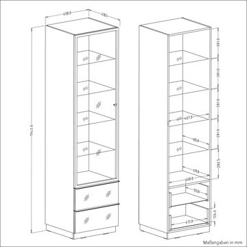 Lomadox Esszimmer-Set HOOVER-83, (Spar-Set, 6-St), Esszimmer Möbel Set grau modern mit Glasfronten und Beleuchtung