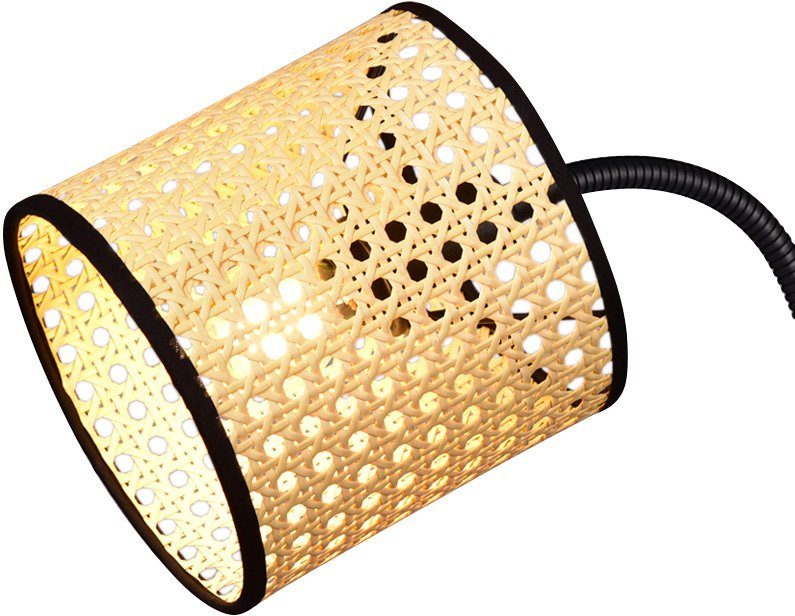 Leonique Stehlampe Jules, Ein-/Ausschalter, ohne Leuchtmittel, Lampenschirm, natur/schwarz Stehleuchte Geflecht schwenkbar Leuchtenhals mit Wiener