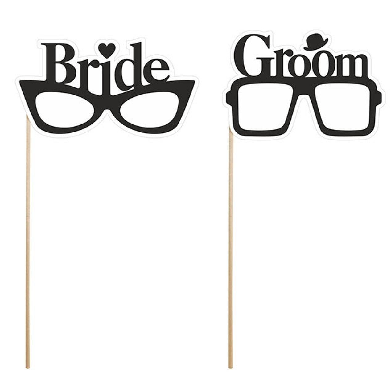 partydeco Fotohintergrund Photo Booth Accessoire Hochzeit "Bride & Groom", Hochzei