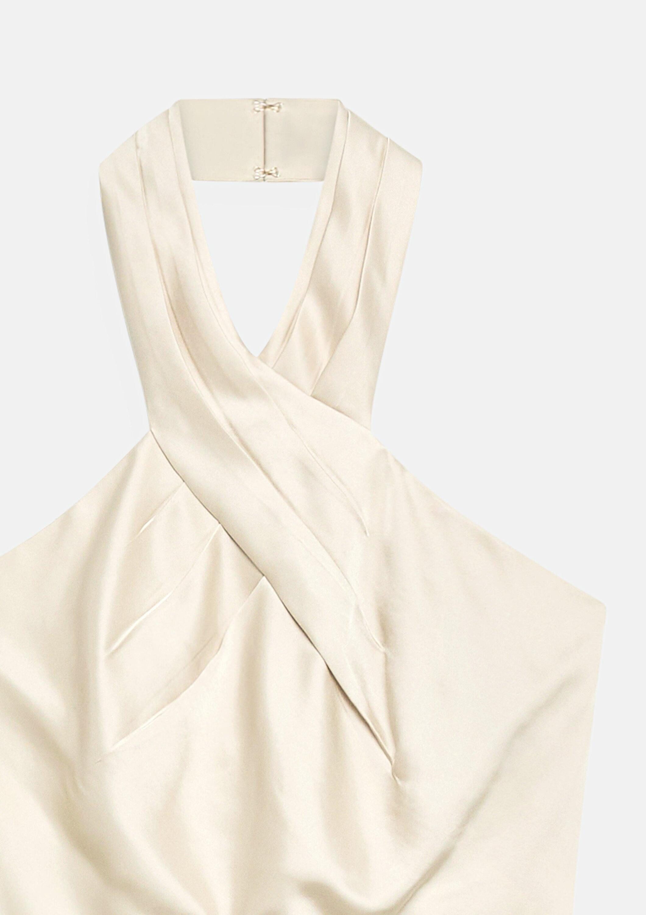 comma Midikleid Kleid Satin-Kleid mit Neckholder