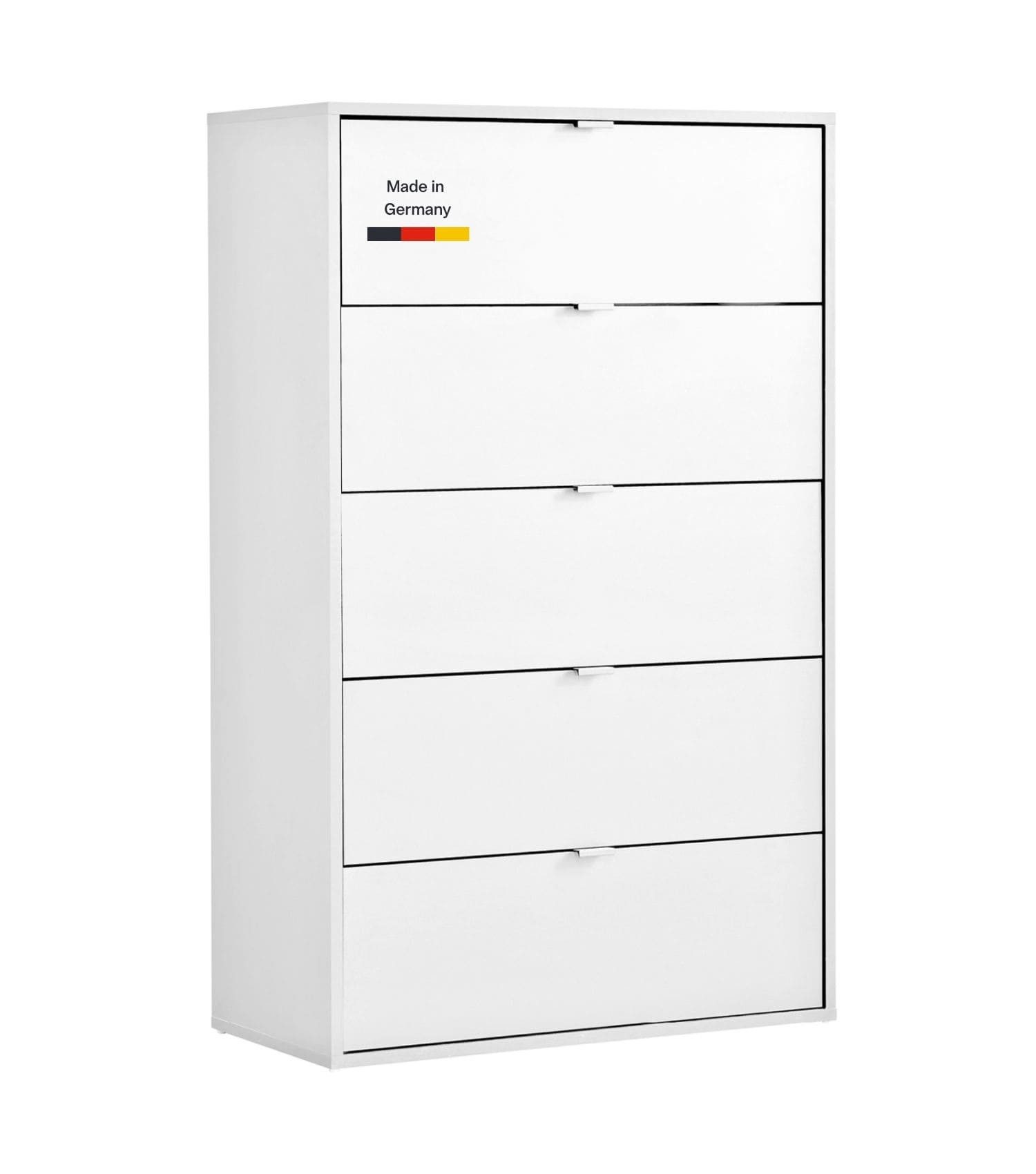 mokebo Sideboard Die Stilvolle (80x117x40cm, mit 5 Schubladen), Made in Germany, Nachttisch, Highboard, Anrichte, Sideboard in Weiß