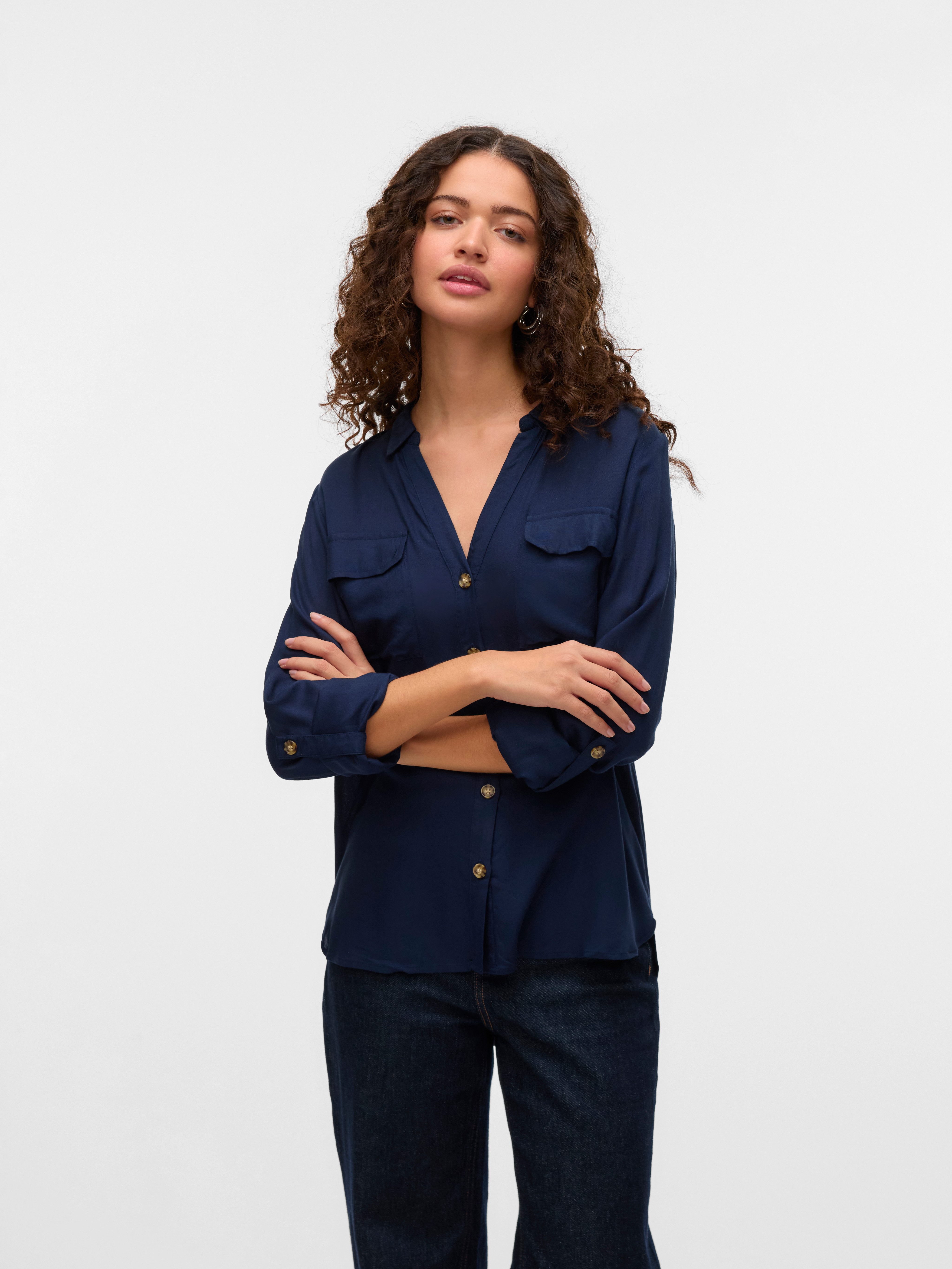 Vero Moda Hemdbluse VMBUMPY L/S SHIRT NEW WVN GA NOOS Viskose, regular fit