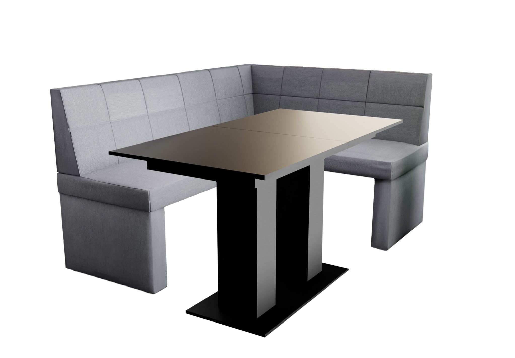 Fun Möbel Eckbankgruppe Eckbankgruppe „BLAKE XL“ Größe 196x142cm mit Tisch Schwarz matt, ausziehbarer Tisch