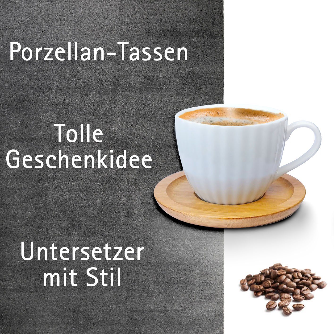 Melody Tasse Porzellan Tassen mit 12-Teilig, Set mit Untertassen Porzellan, Mod1 Kaffeeservice Teeservice 6er-Set, Untertassen Espressotassen