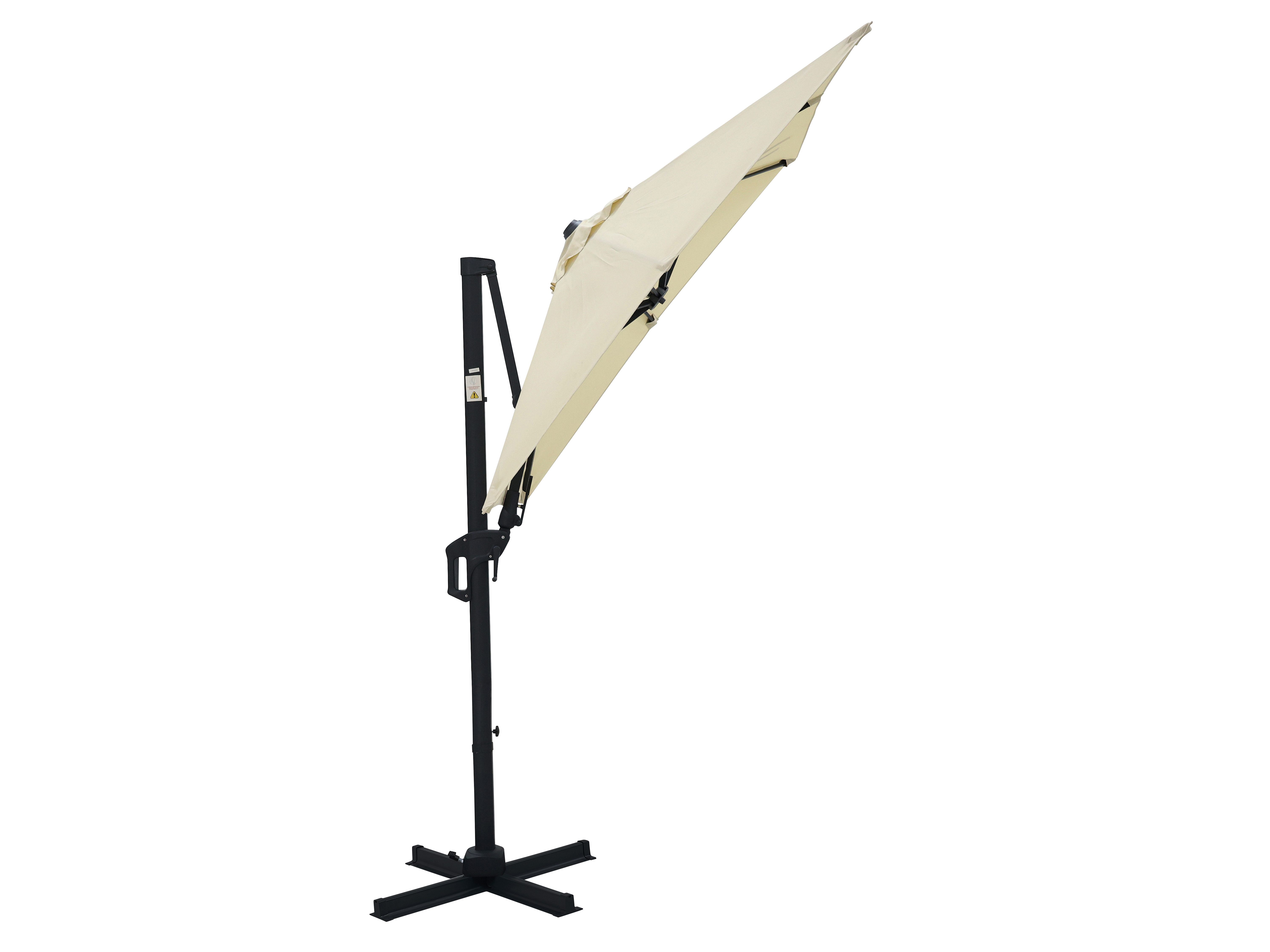 Gardissimo Ampelschirm David 210x210 cm natur quadratisch mit Ständer, LxB: 210x210 cm, Spar-Set, komplett-Set, Plattenständer, UV-Schutz 50+, 360 Grad drehbar, – Bild 4 von 5