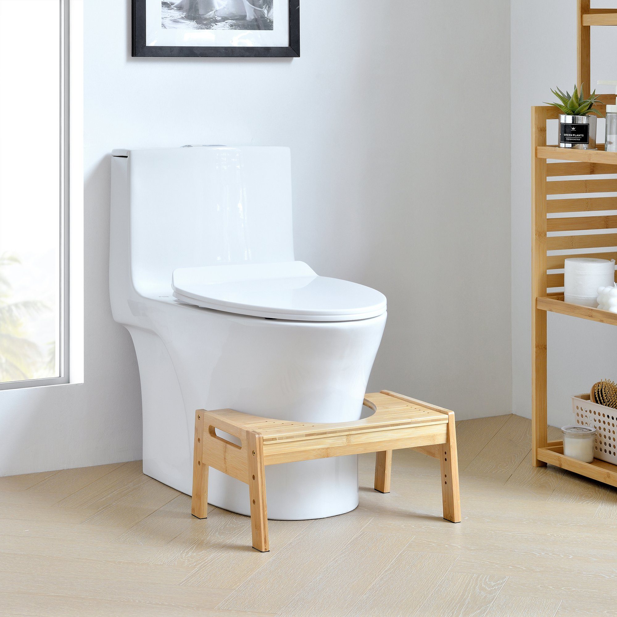 en.casa Badhocker, »Kalajoki« Toilettenhocker WC-Tritthocker Bambus