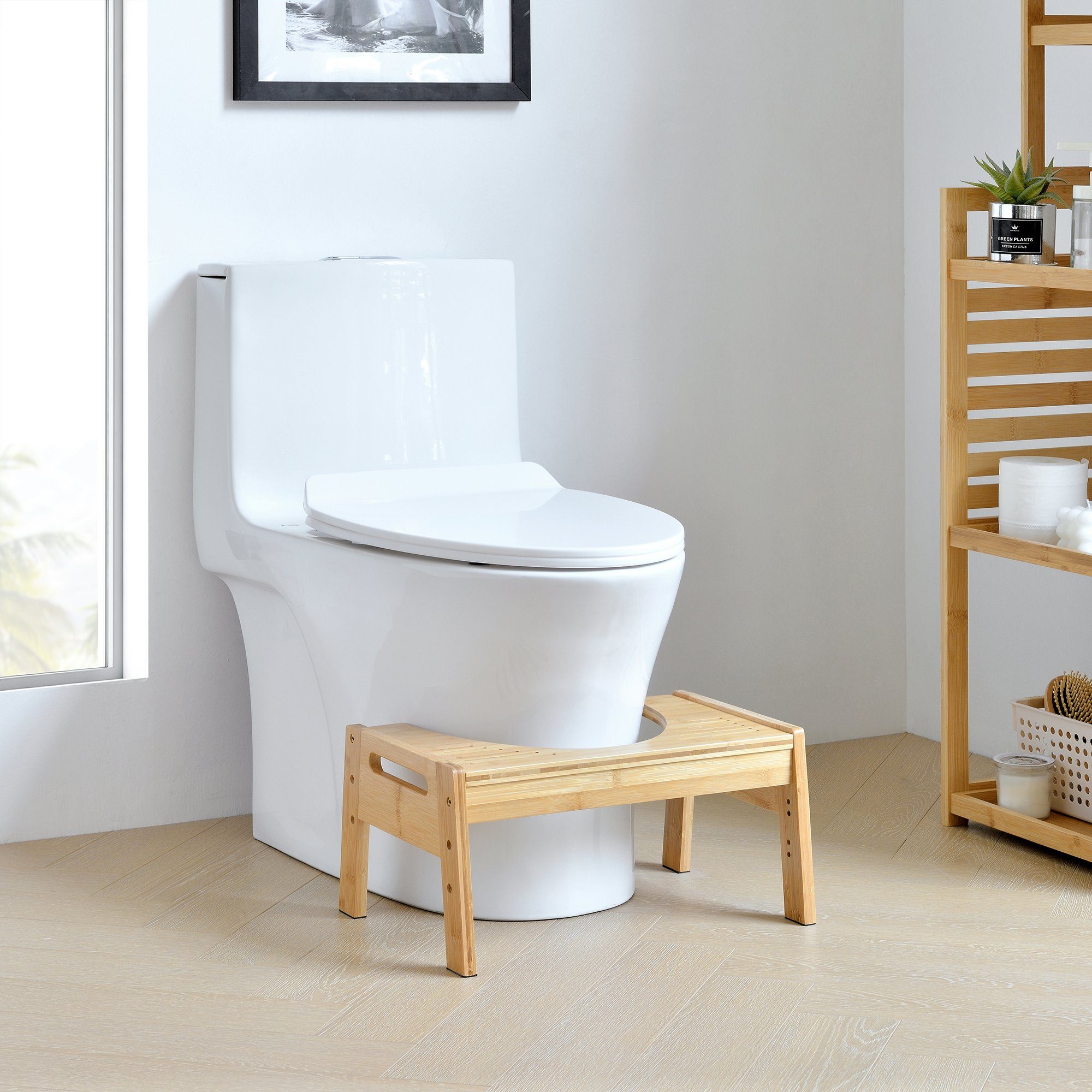en.casa Badhocker, »Kalajoki« Toilettenhocker WC-Tritthocker Bambus günstig online kaufen