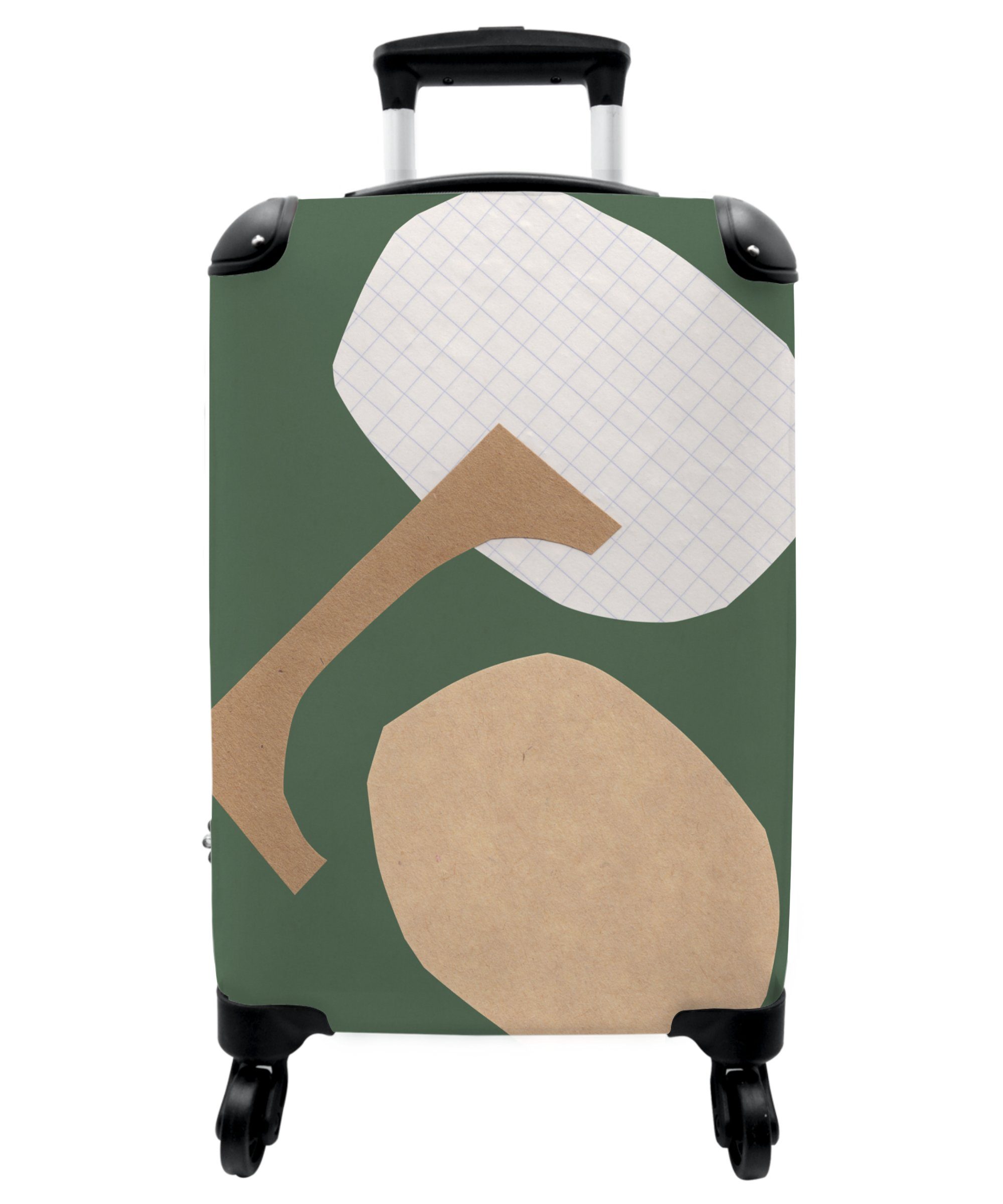 NoBoringSuitcases.com© Handgepäckkoffer 55x35x20cm Formen - Grün - Quadrate - Pastell, 4 Rollen, Handgepäck Trolley Rollkoffer Kleine Reisekoffer mit 4 Rollen - Cabin