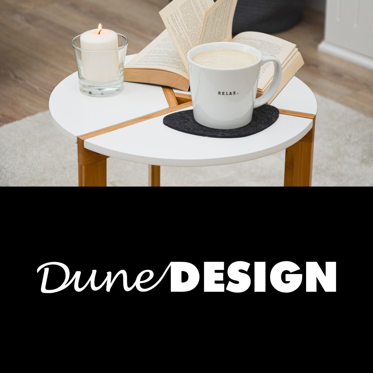 Beistelltisch Style Nachttisch Couchtisch Nordic Beistelltisch 40x45cm Holz weiss, DuneDesign Tisch Rund