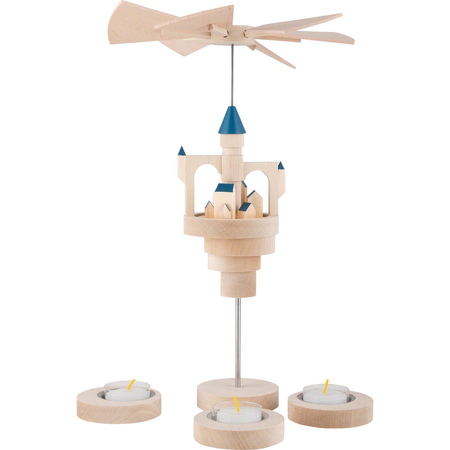 Emil A. Schalling KG Weihnachtspyramide 1-stöckige Pyramide Luftschloss Stella mit blauen Dächern (33cm) von H