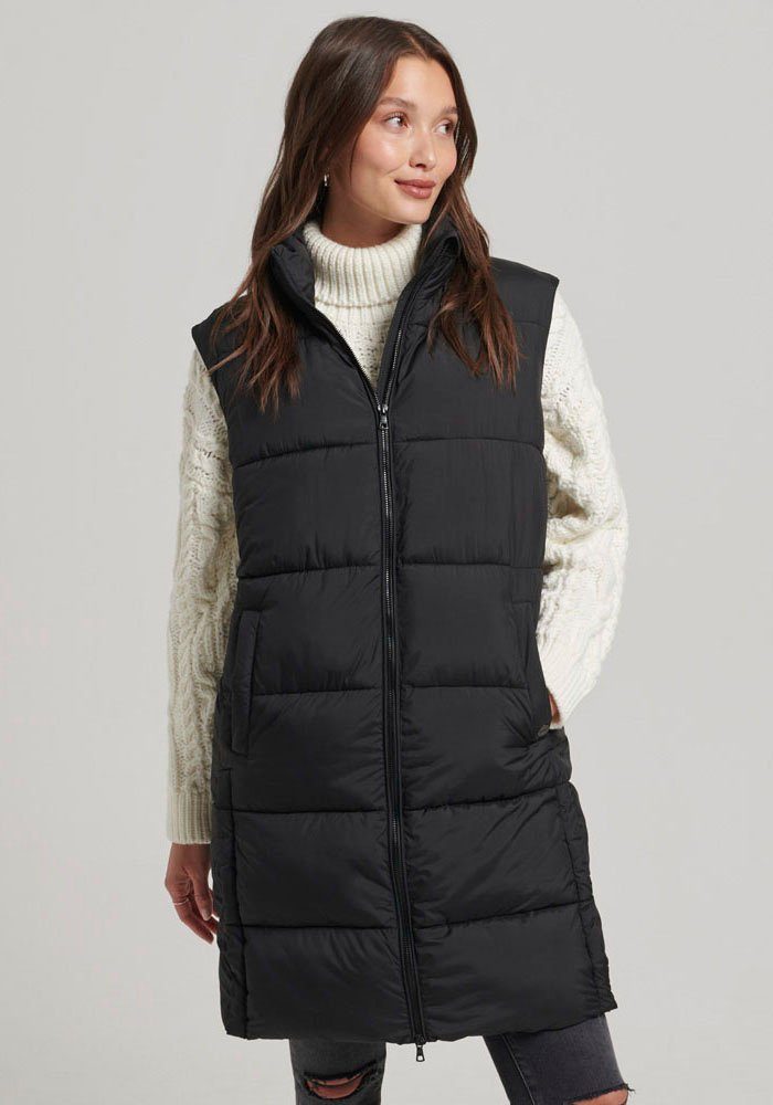 LONGLINE Black Superdry Steppweste GILET QUILTED STUDIOS