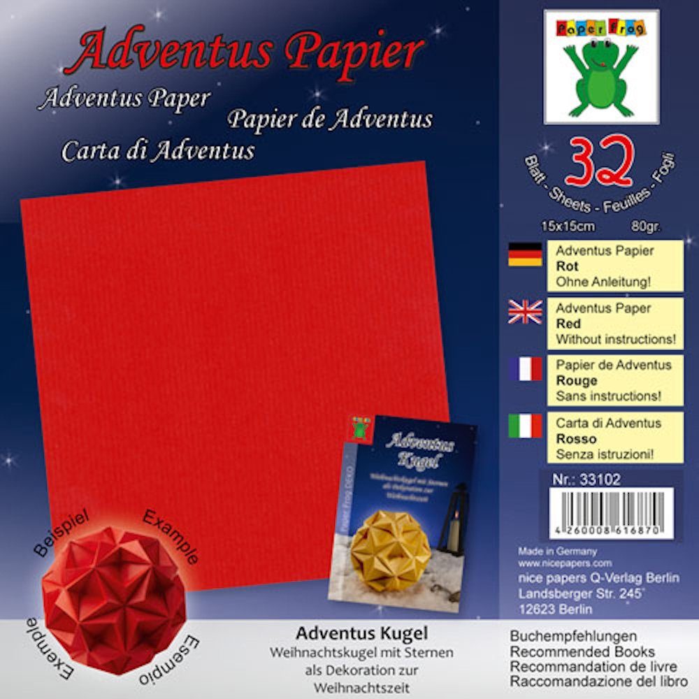 10x10cm Rot Papiersterne Uni H-Erzmade Adventus Papier -