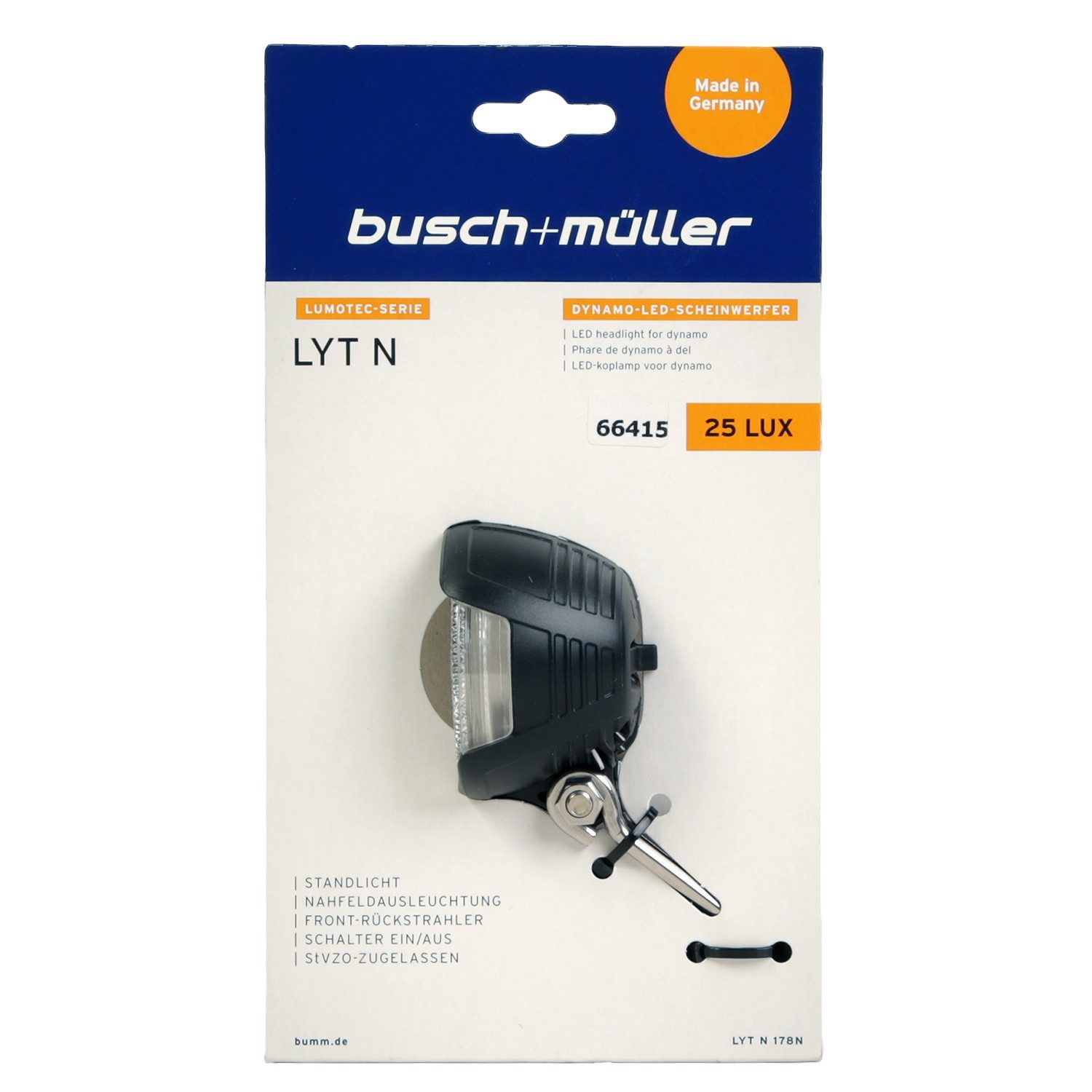 Busch + Müller Fahrrad-Frontlicht LED Scheinwerfer Dynamo Lumotec LYT N