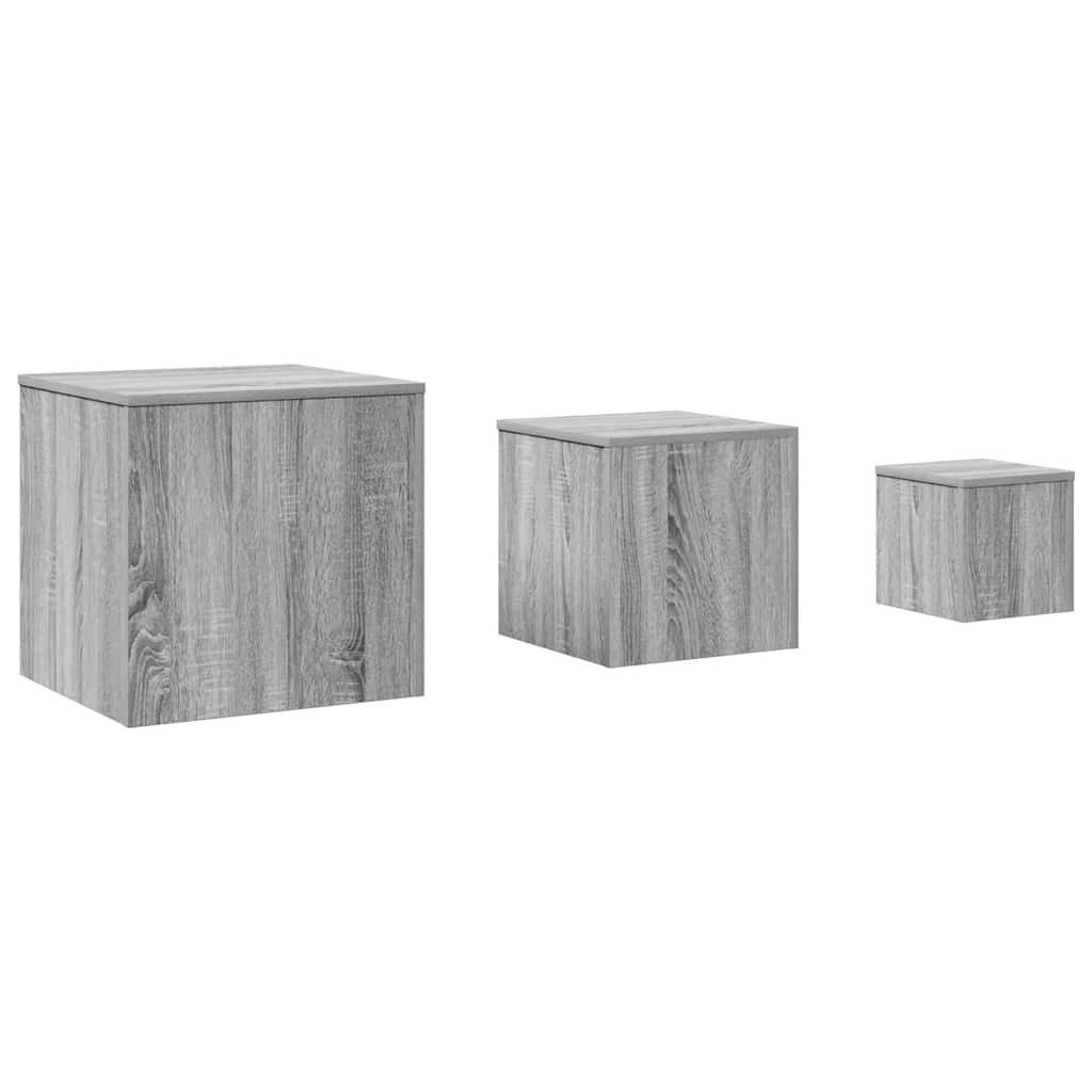 furnicato Couchtisch Beistelltisch-Set Grau Sonoma 45x45x45, 35x35x35, 24x24x24 cm (3-St), Stabile Couchtische mit Ablagefläche für Wohnzimmer und Schlafzimmer