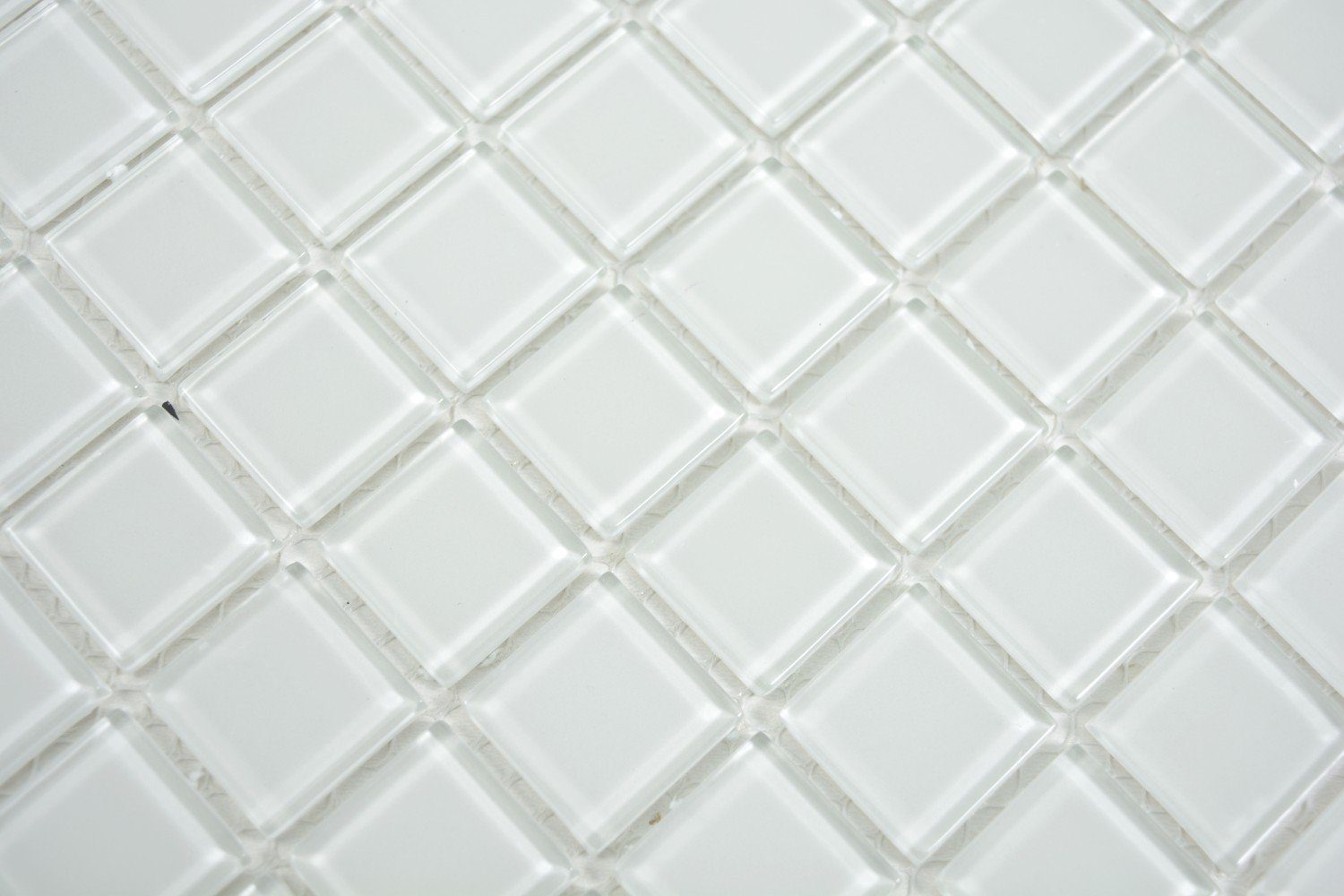 Mosani Mosaikfliesen glänzend 10 / weiß Mosaikfliesen Crystal Glasmosaik Matten
