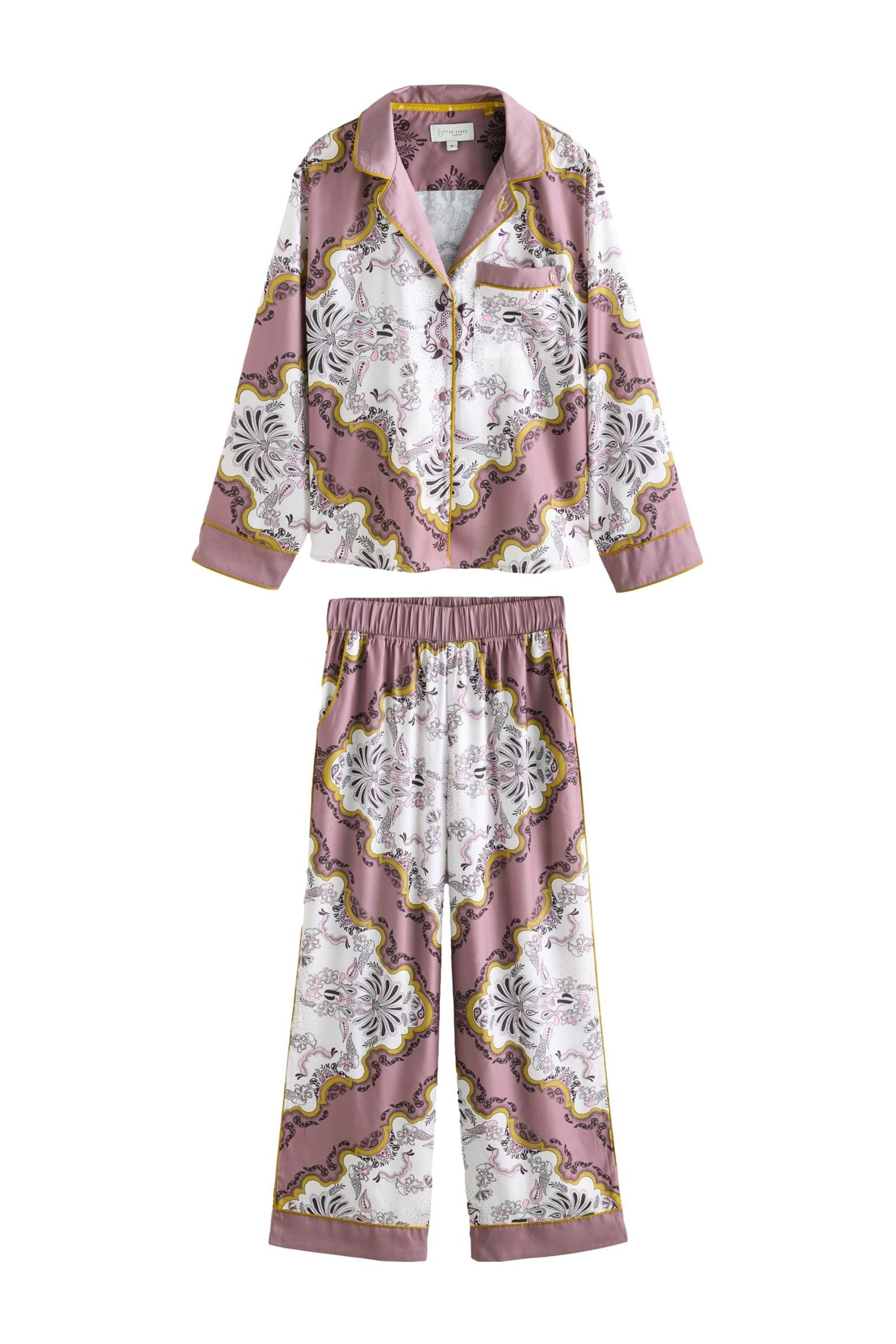 Pyjama B by Ted Baker Satin-Schlafanzug mit Schal-Print