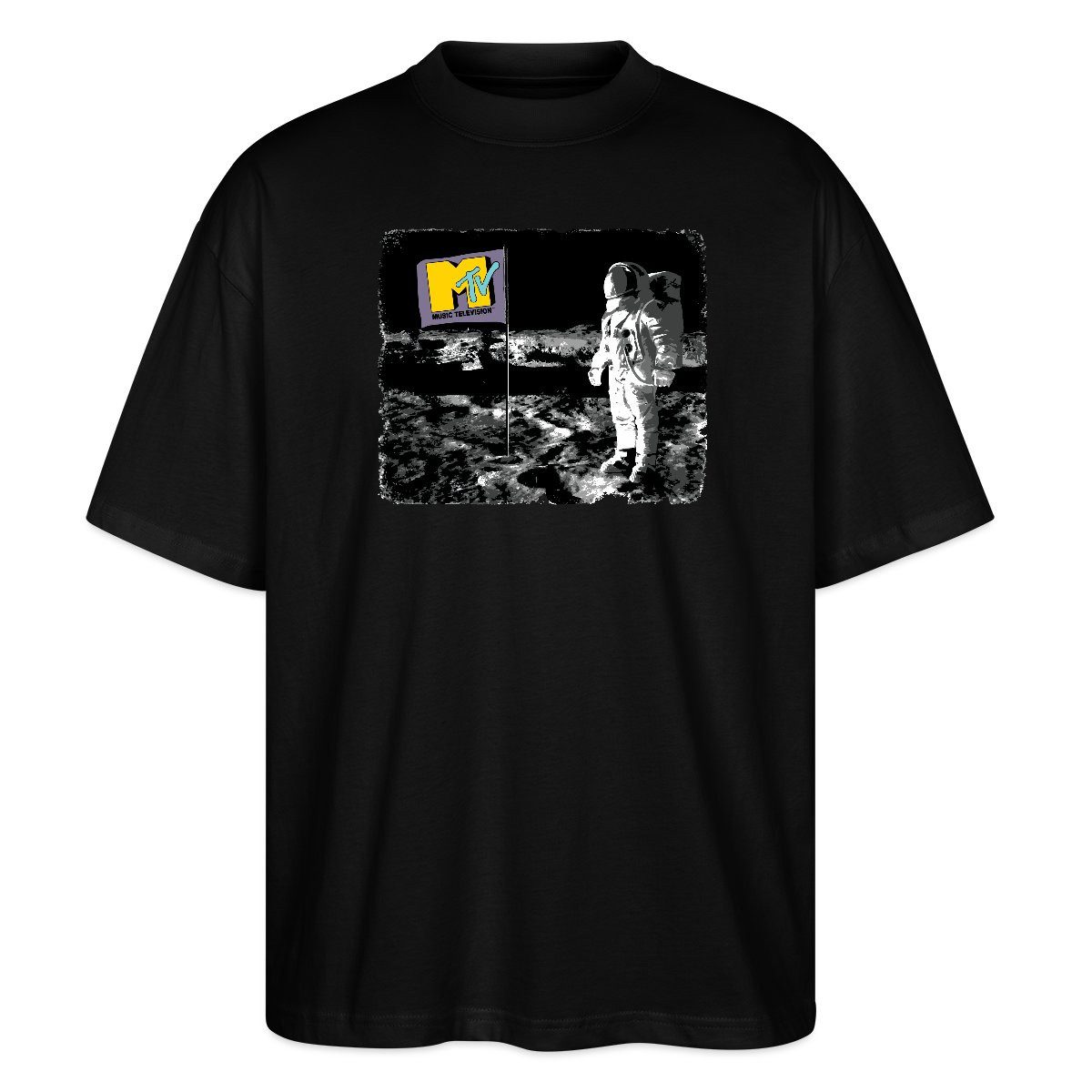 T-Shirt MTV Astronaut Auf Dem Mond Mit MTV-Flagge Oversize Unisex T-Shirt