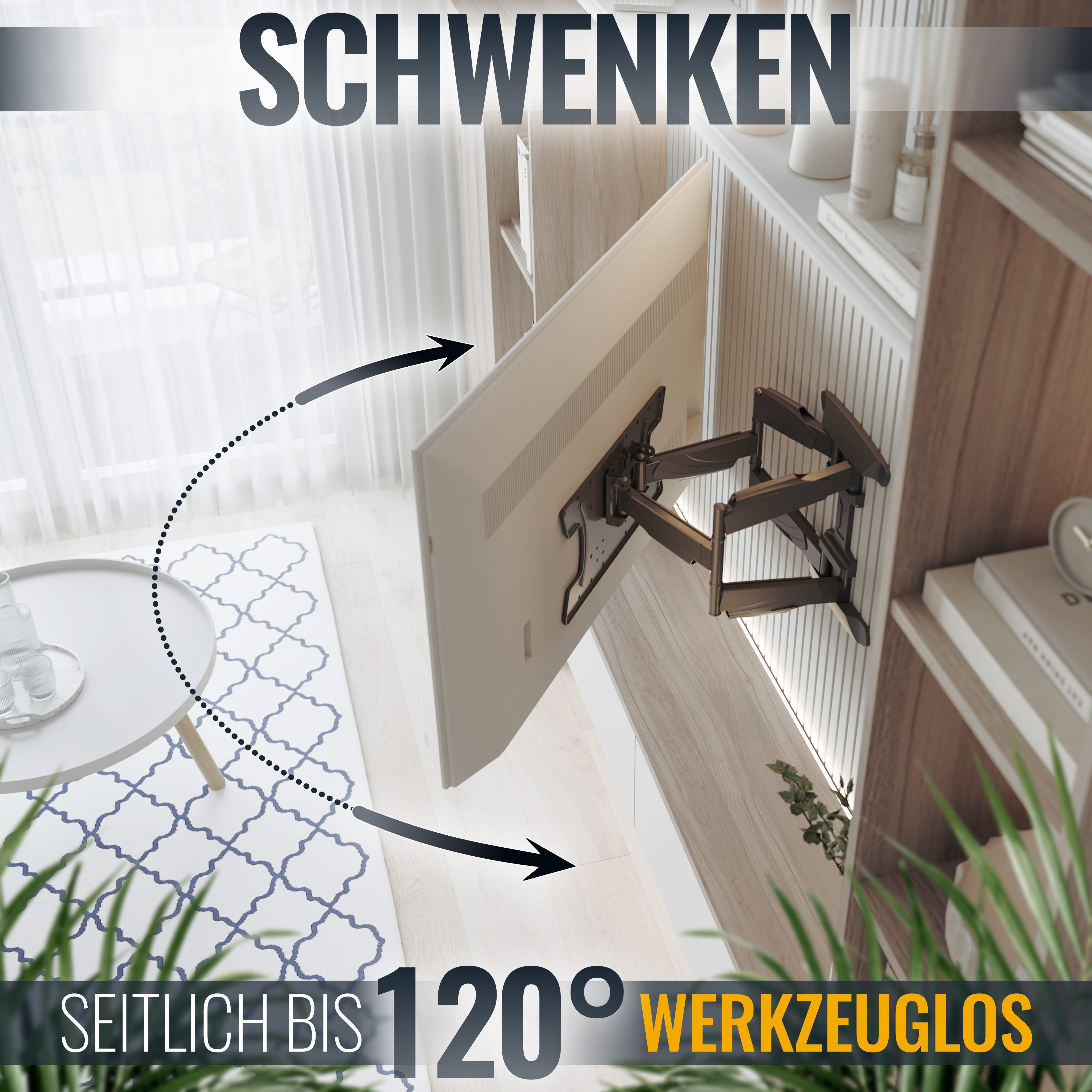 RICOO TV-Wandhalterung S3042, (bis 65 Zoll, 1-tlg., schwenkbar neigbar ausziehbar Fernseher Halter universal VESA 400x200)
