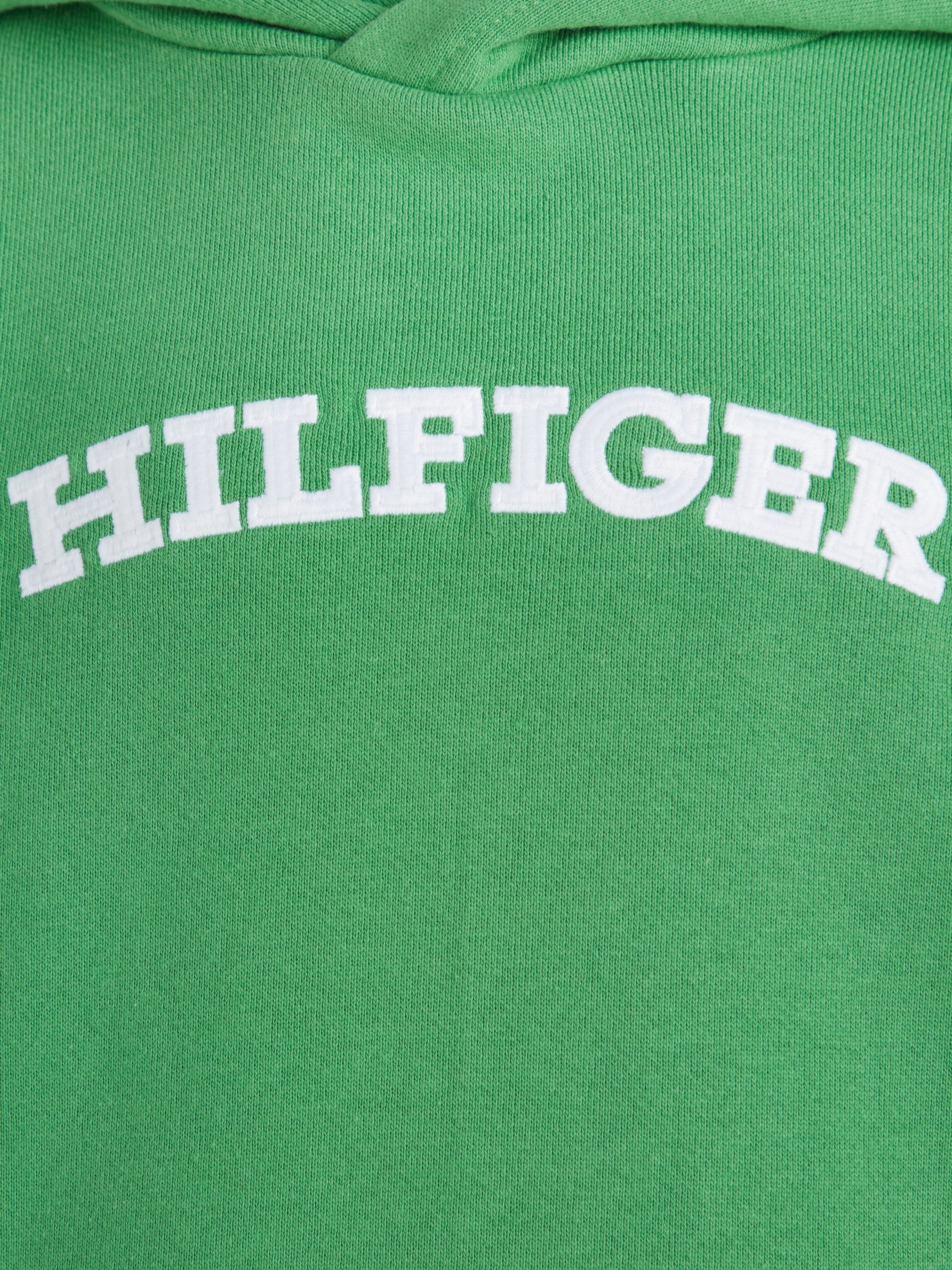 Tommy Hilfiger Kapuzensweatshirt Coastal_Green mit ARCHED Logo-Schriftzug HOODIE Hilfiger HILFIGER