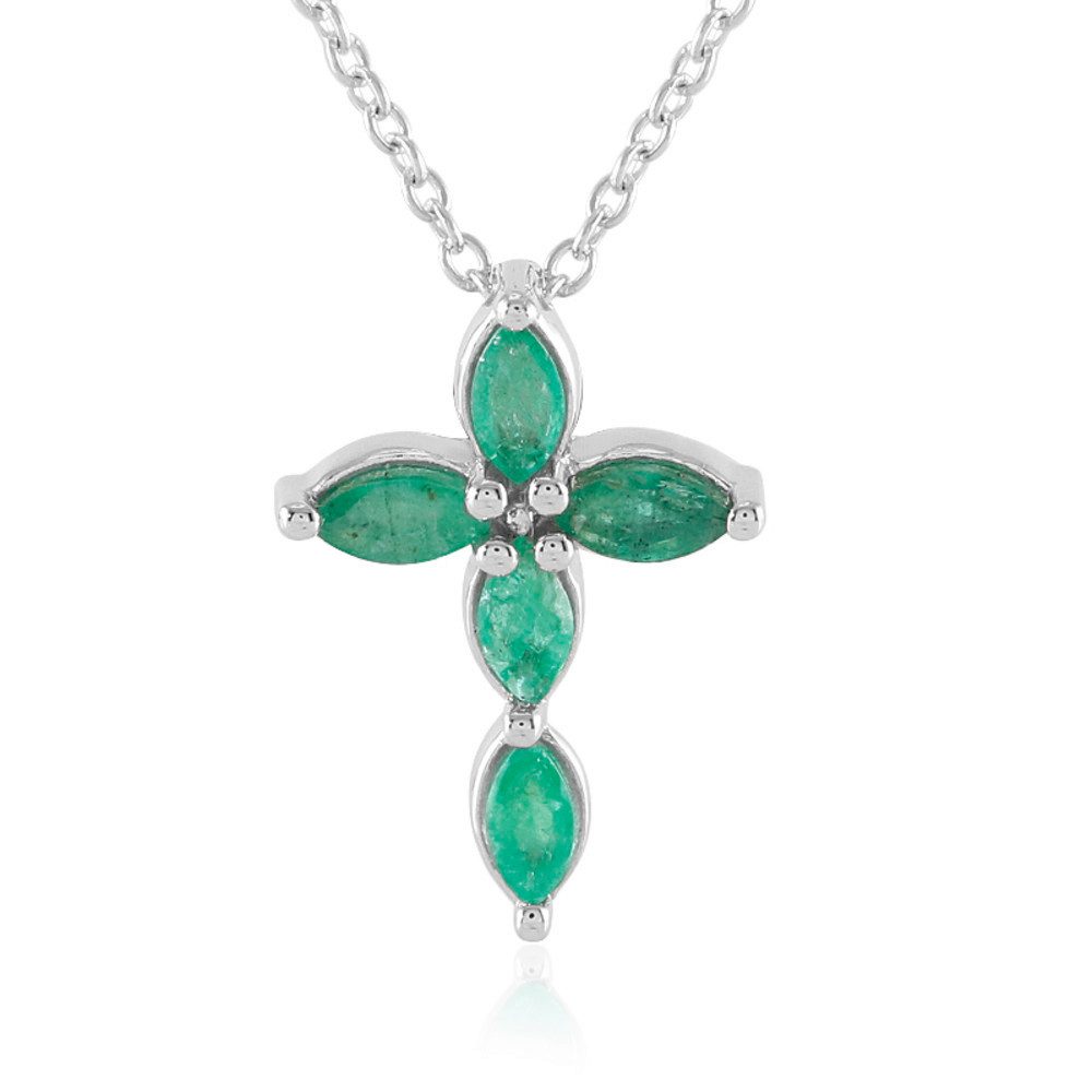 Cavill Silberkette Smaragd Kreuzanhänger 0,51 ct 925 Silber, grüne Edelstei günstig online kaufen
