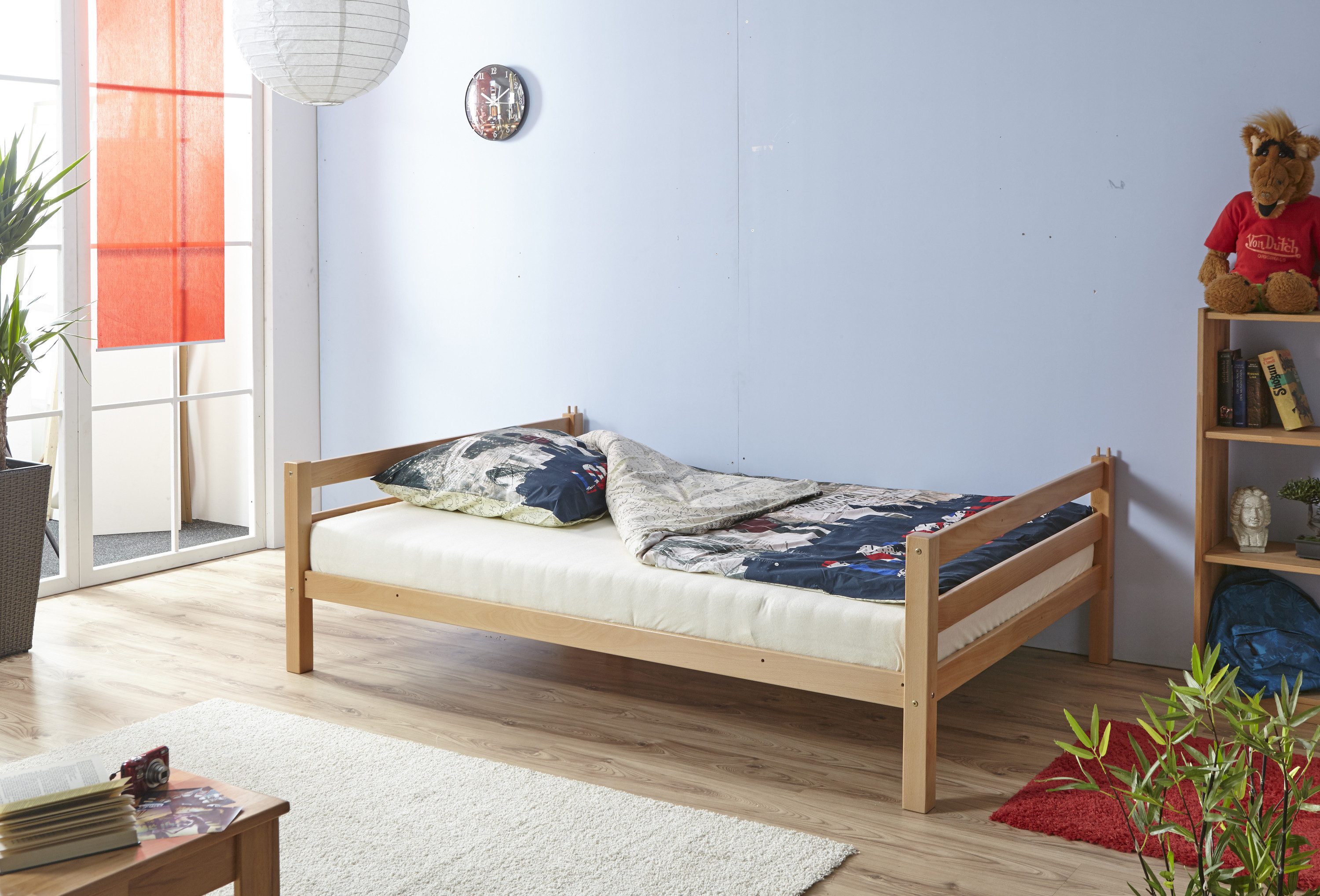 Ticaa Etagenbett Etagenbett Maxim Buche massiv, extragroße Liegefläche