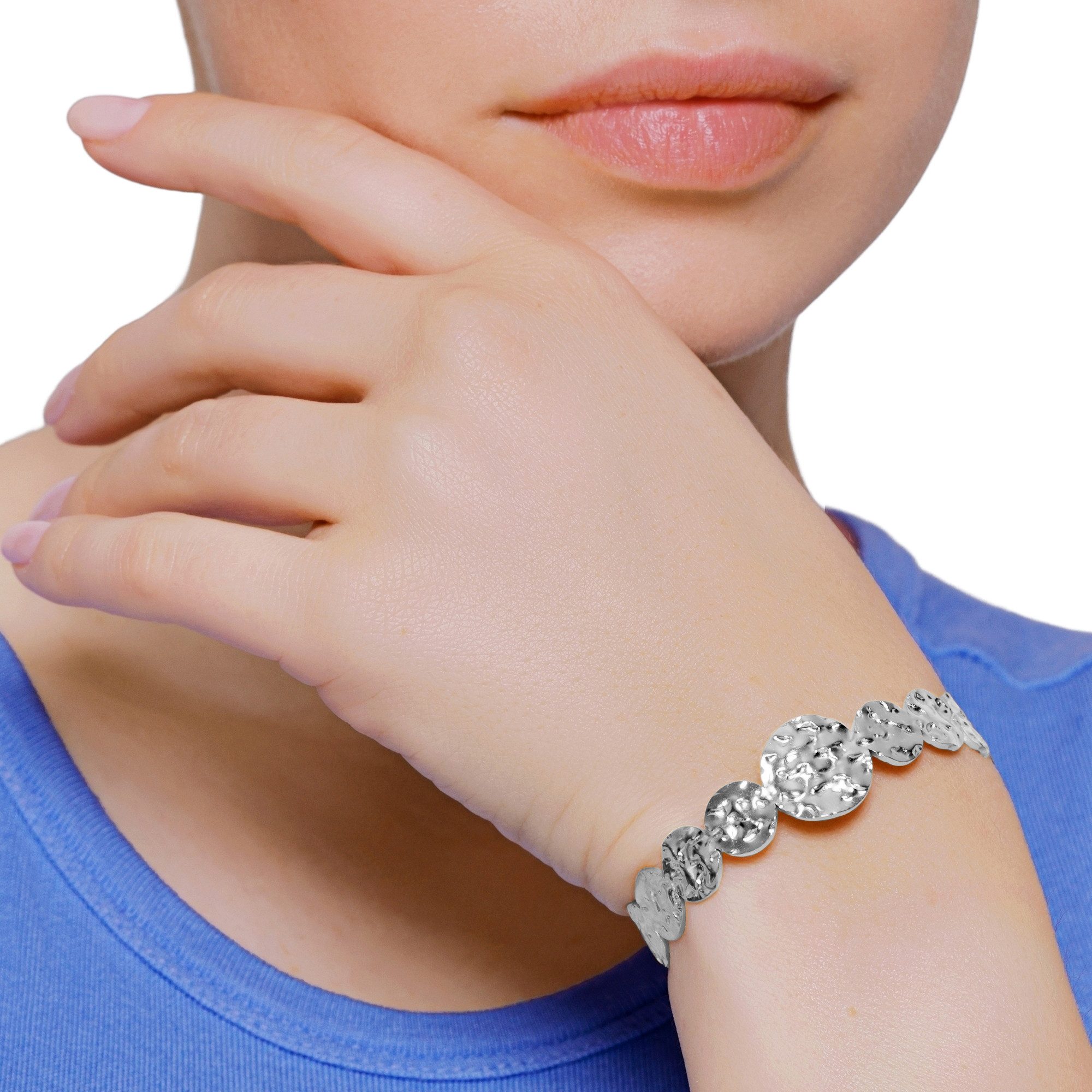 Heideman Armband Nerina silberfarben poliert (Armband, inkl. Geschenkverpackung), gehämmertes Armband für Frauen