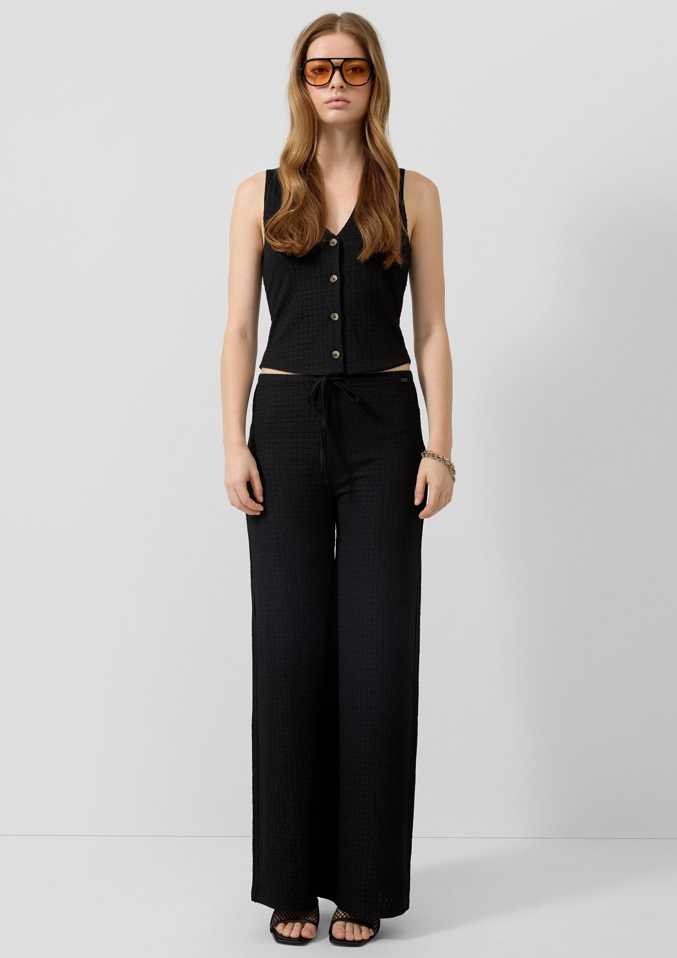 QS Chinos Hose Strukturierte Wide Leg